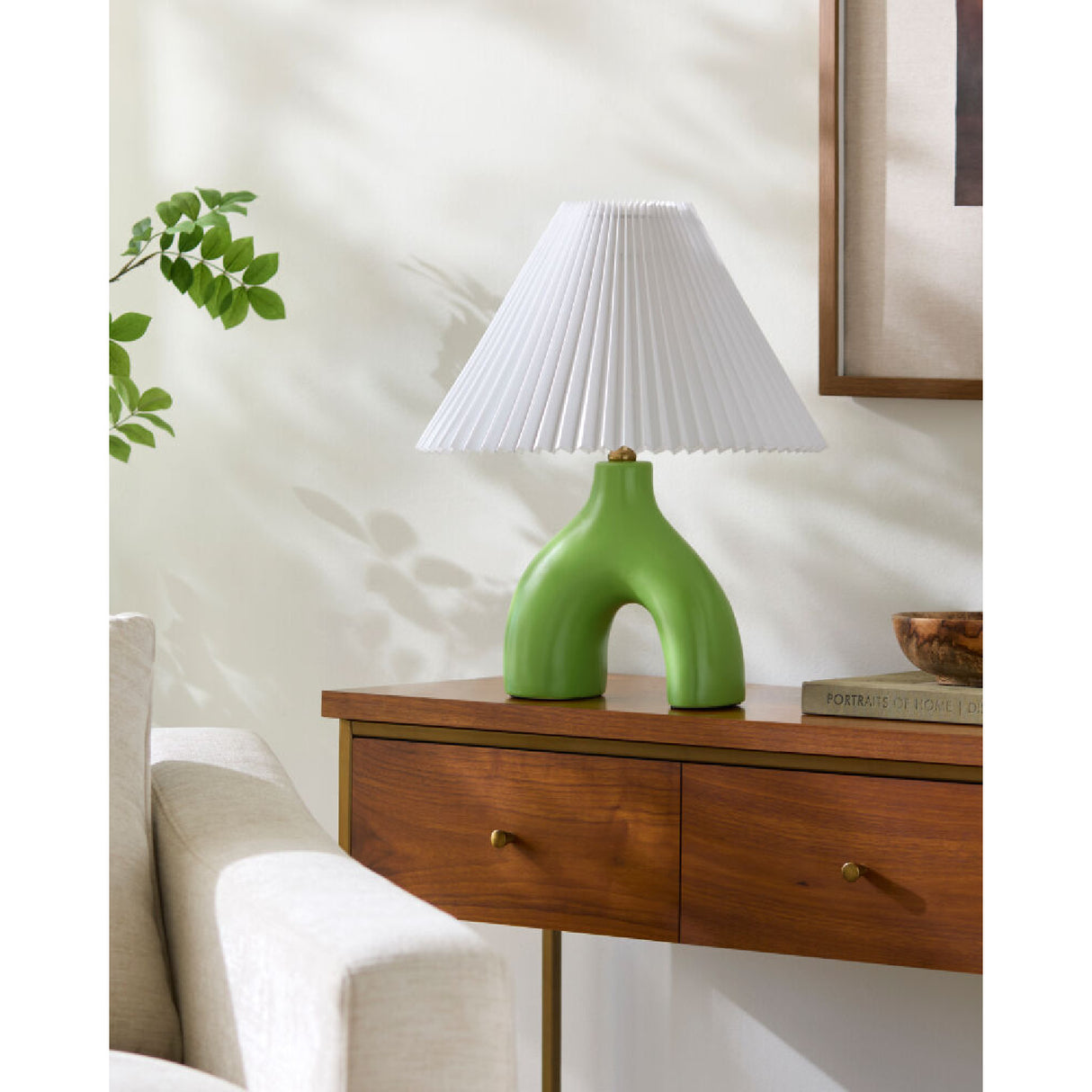 Ceramic White Linen Table Lamp | Oroa.com