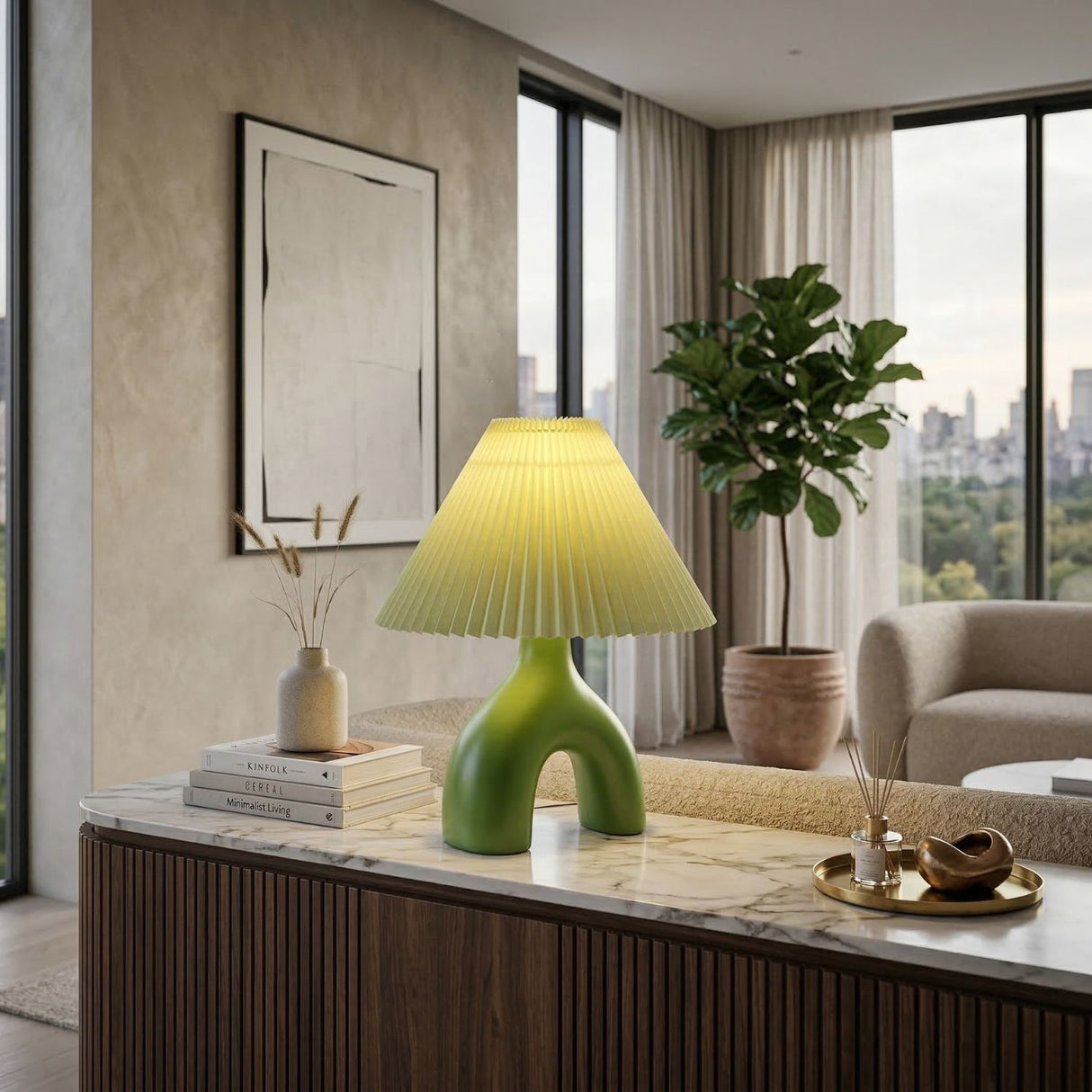 Modern European furniture - Ceramic Cream Linen Table Lamp - www.oroa.com | Oroa.com