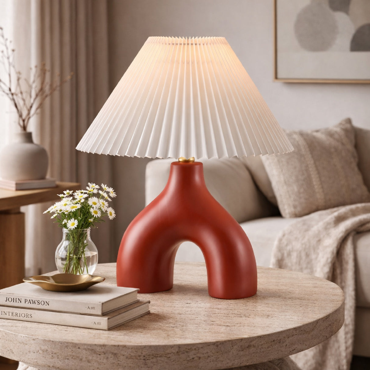 Ceramic White Linen Table Lamp | Oroa.com
