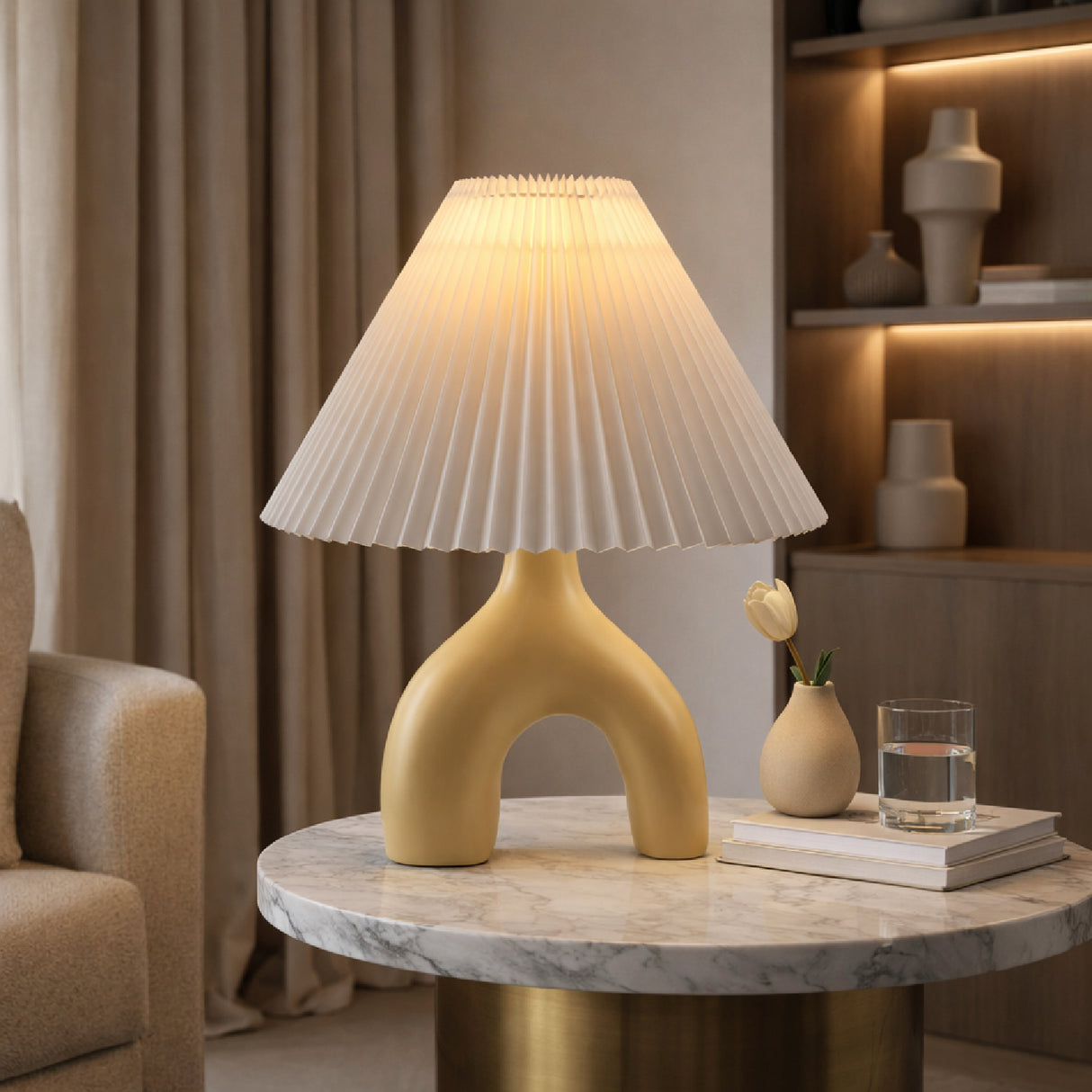 Ceramic White Linen Table Lamp | Oroa.com