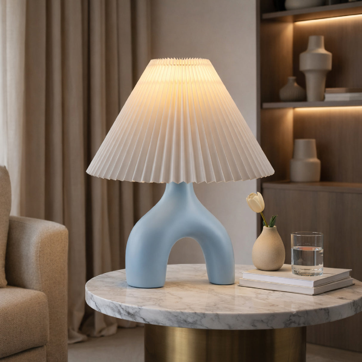 Ceramic White Linen Table Lamp | Oroa.com