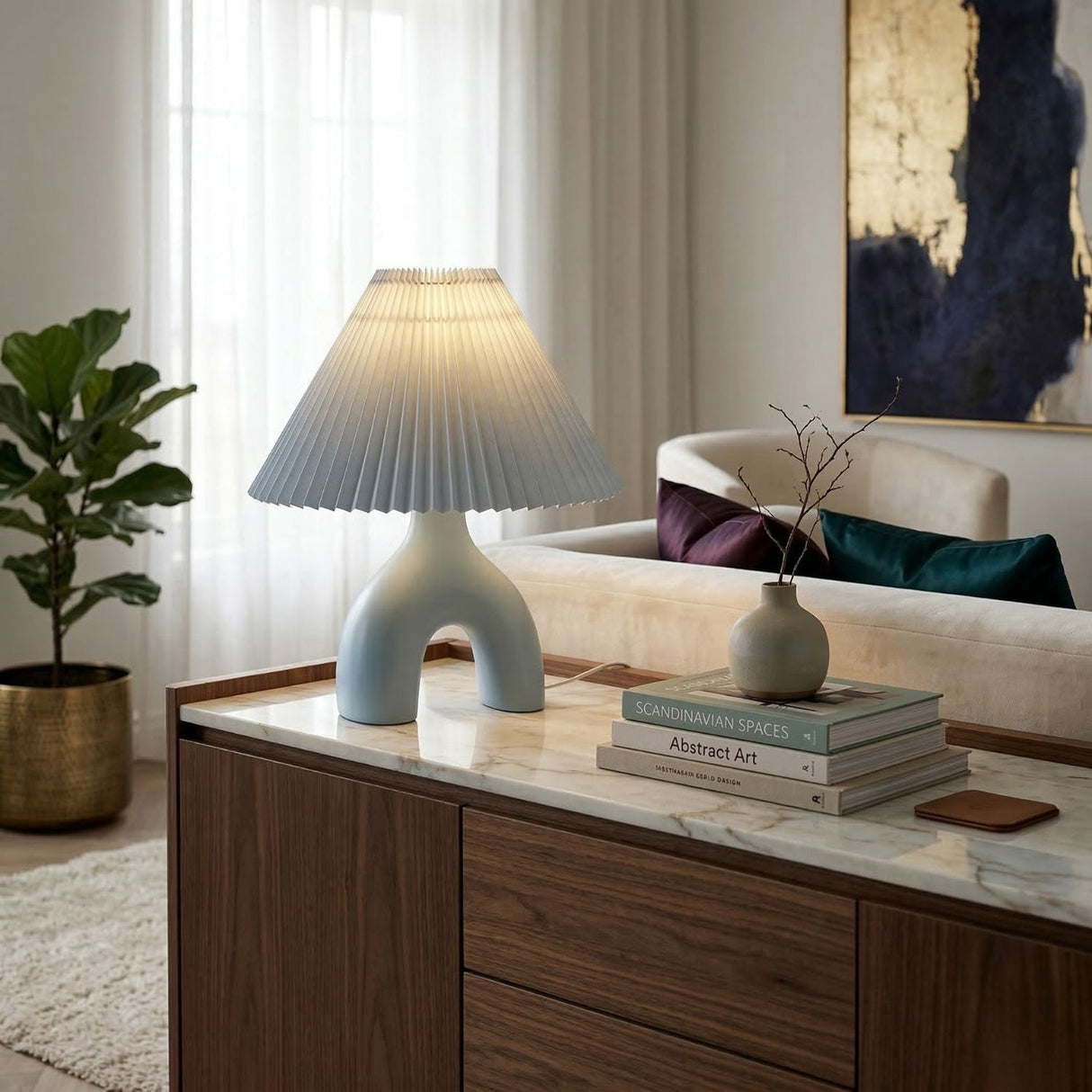 Modern European furniture - Ceramic Cream Linen Table Lamp - www.oroa.com | Oroa.com