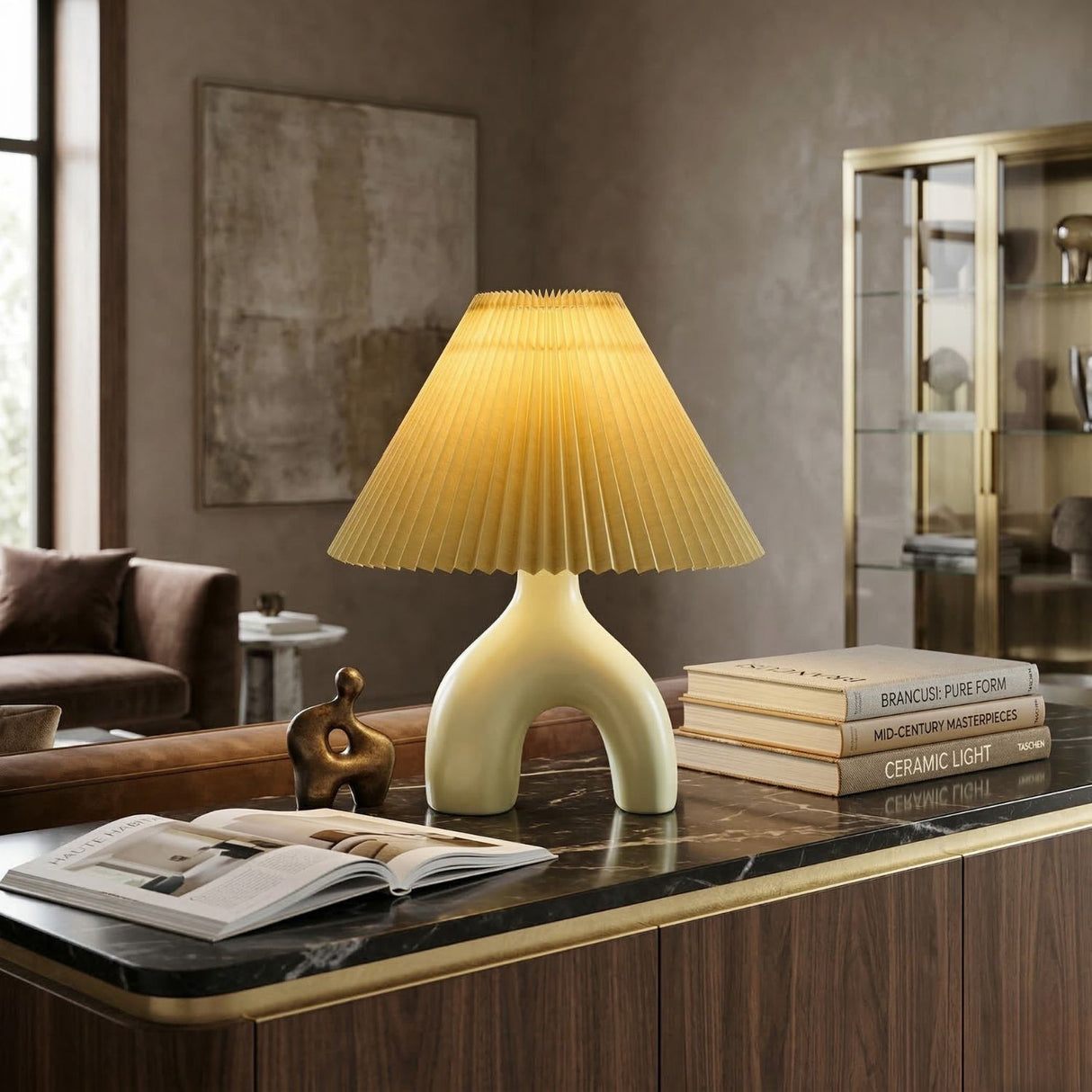 Modern European furniture - Ceramic Cream Linen Table Lamp - www.oroa.com | Oroa.com