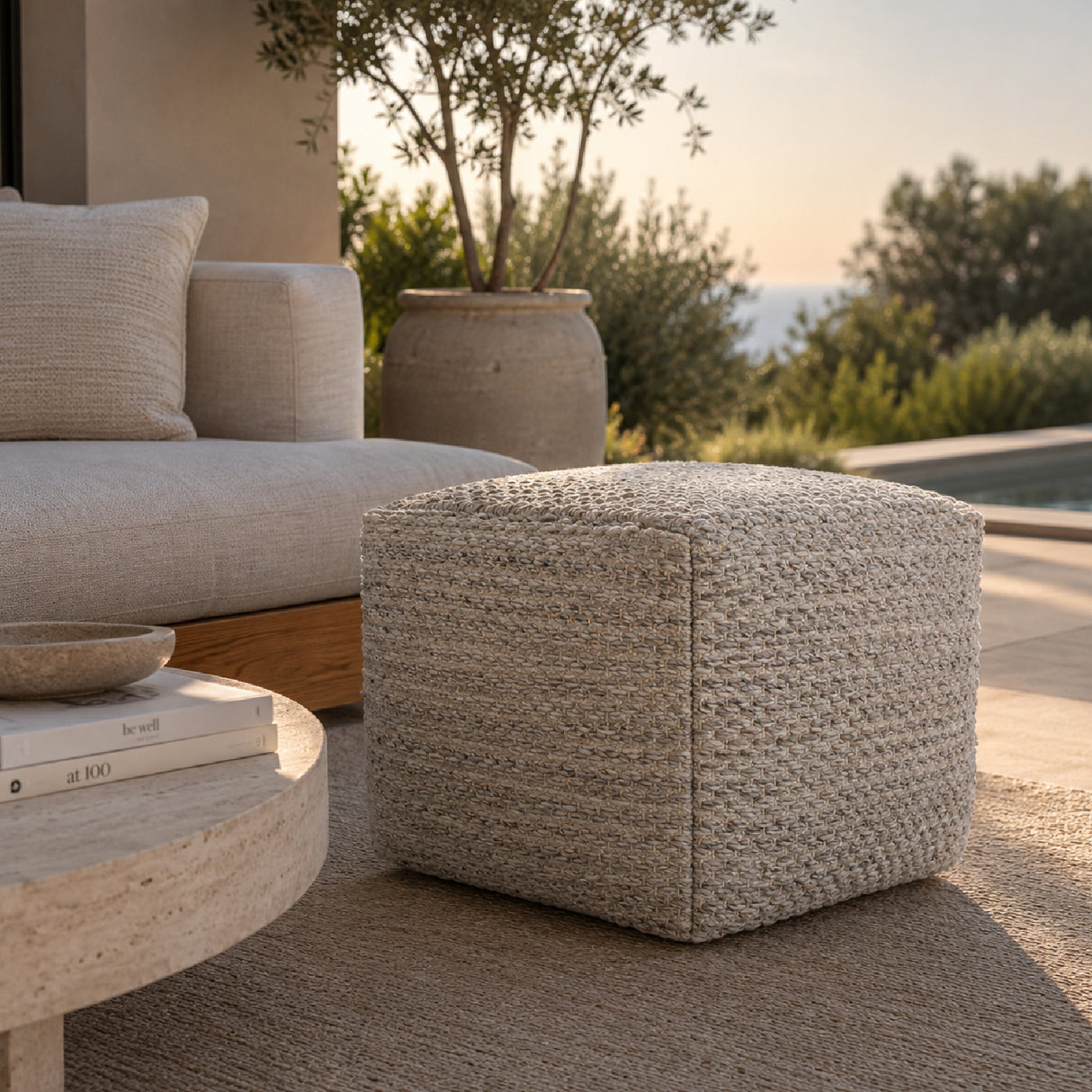 Modern European furniture - Woven Cube Outdoor Pouf - www.oroa.com | Oroa.com