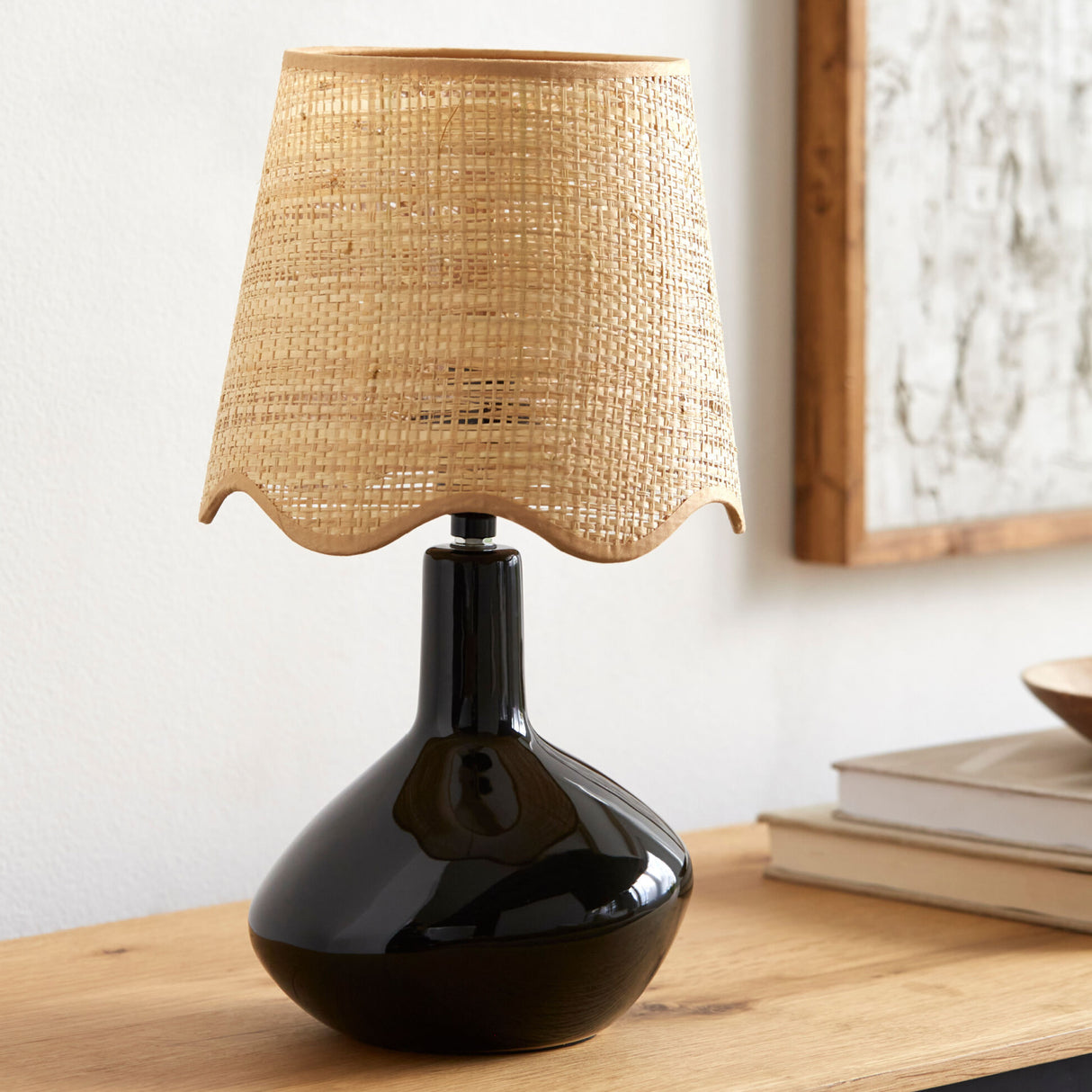 Modern European furniture - Wavy Rattan Accent Table Lamp - www.oroa.com | Oroa.com