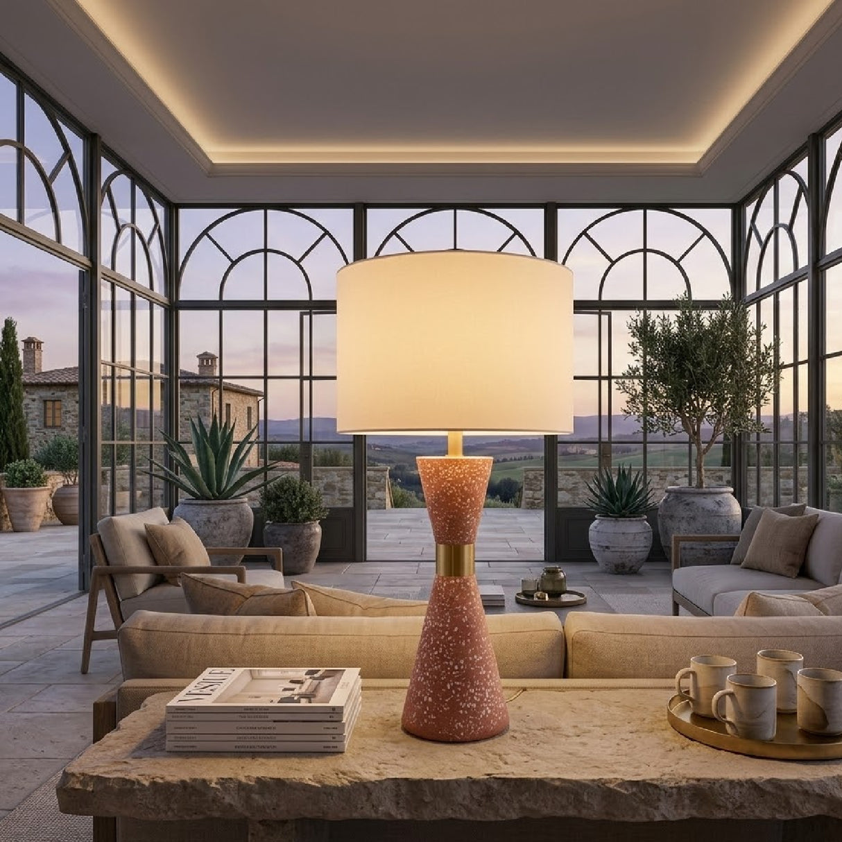 Modern European furniture - Terrazzo Red Accent Table Lamp - www.oroa.com | Oroa.com