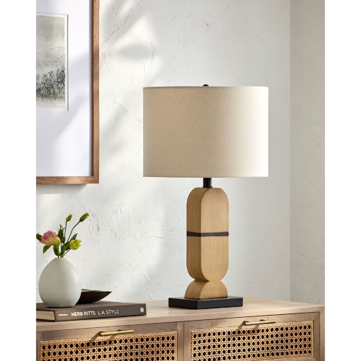 Modern European furniture - Brown Geometrical Base Table Lamp - www.oroa.com | Oroa.com