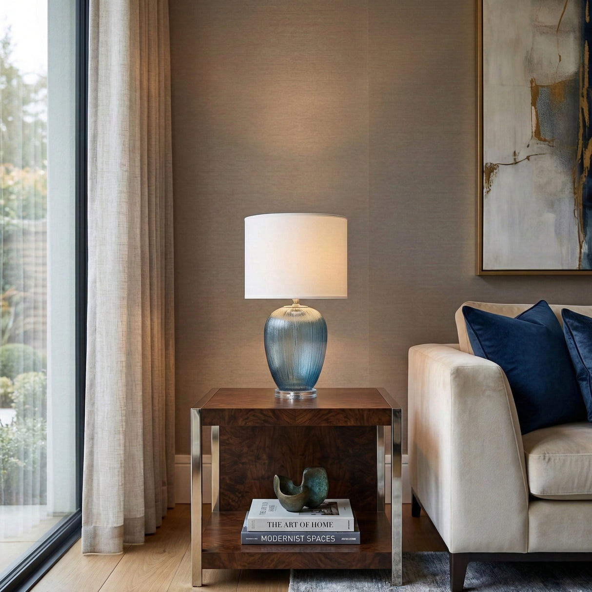 Modern European furniture - Blue Glass Accent Table Lamp - www.oroa.com | Oroa.com