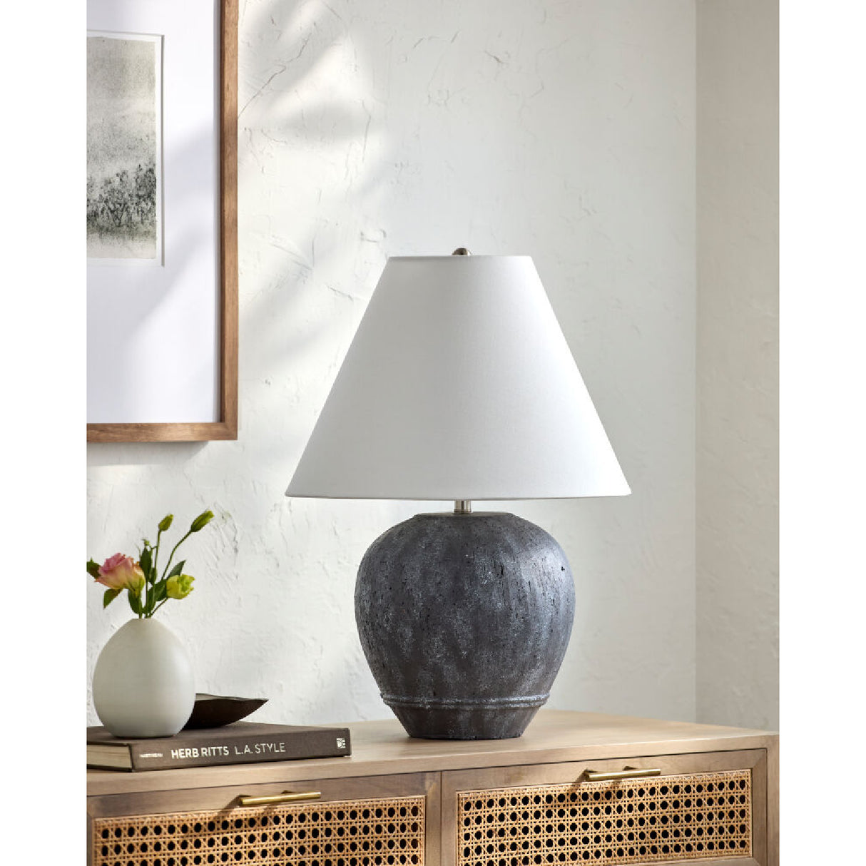 Modern European furniture - Sandblasted Gray Ceramic Table Lamp - www.oroa.com | Oroa.com