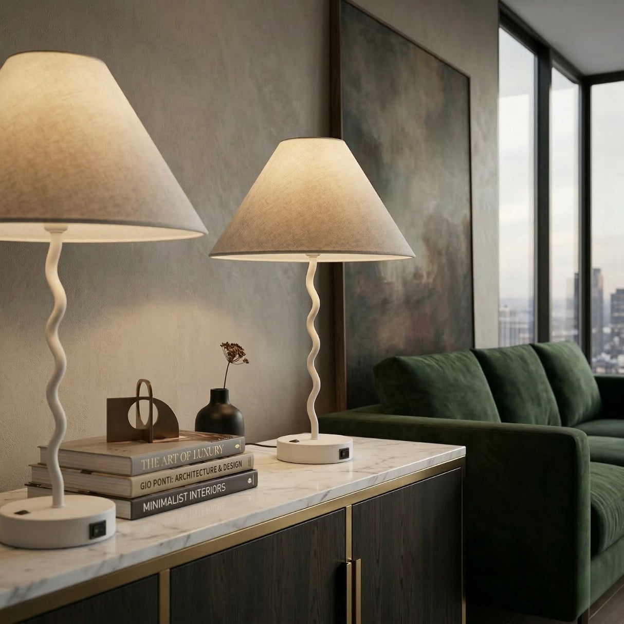 Wavy Iron Table Lamp Set (2) | Oroa.com