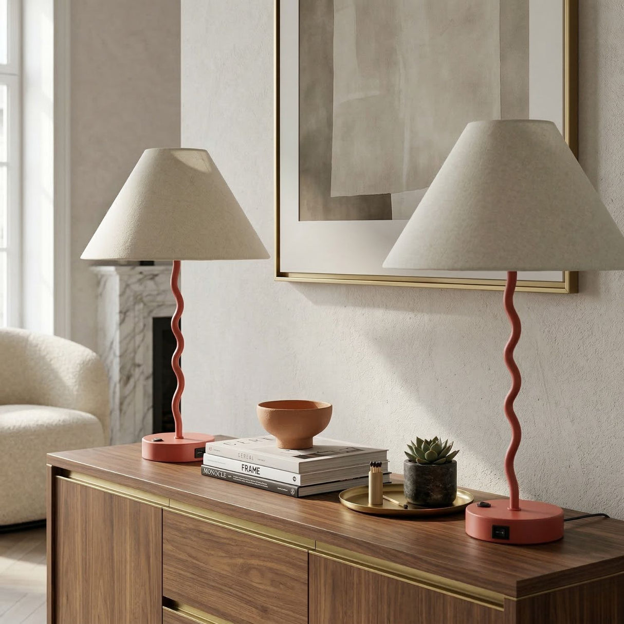 Wavy Iron Table Lamp Set (2) | Oroa.com