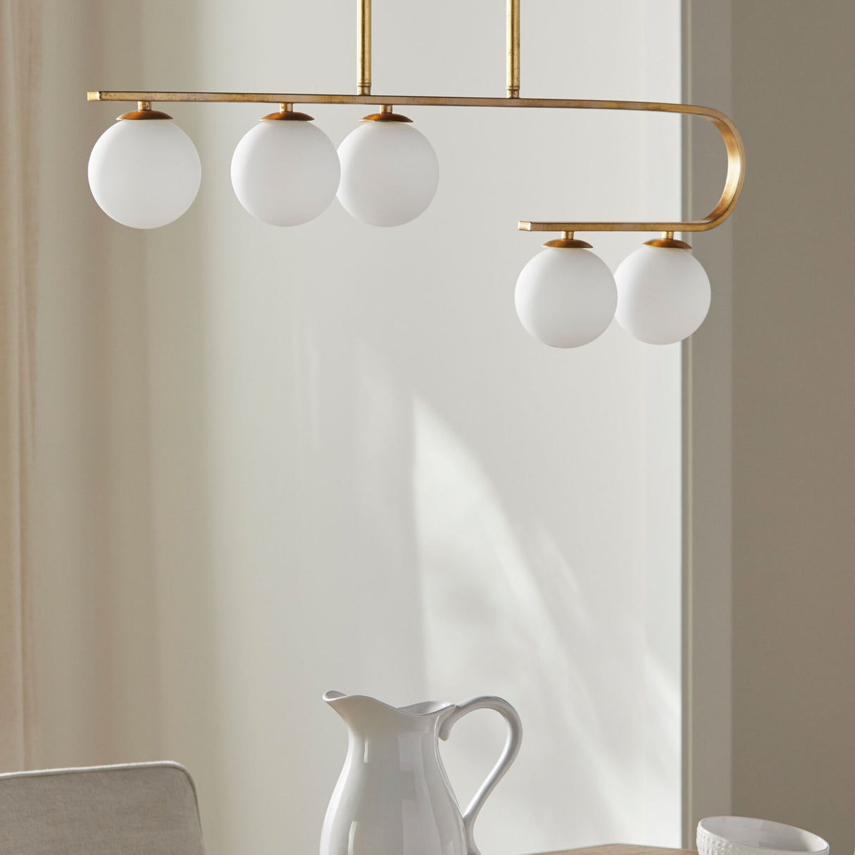 White Glass 5-Light Linear Chandelier | Oroa.com
