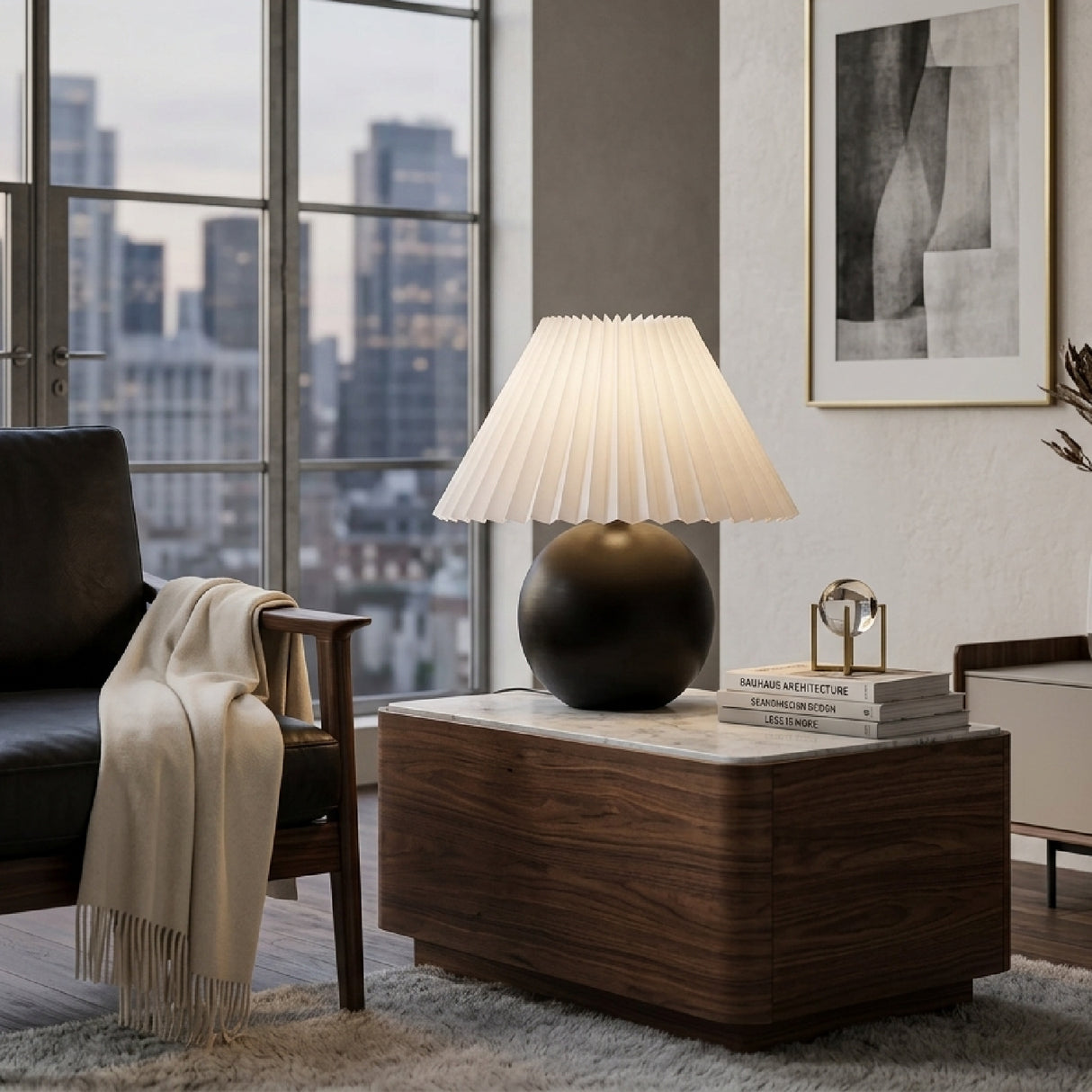 Pleated Linen Ceramic Table Lamp | Oroa.com