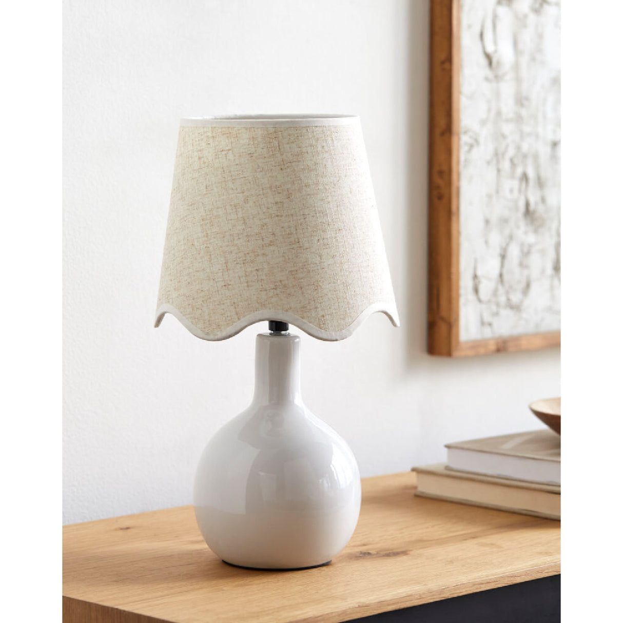 Modern European furniture - Wavy-Edge Rattan Ceramic Table Lamp - www.oroa.com | Oroa.com