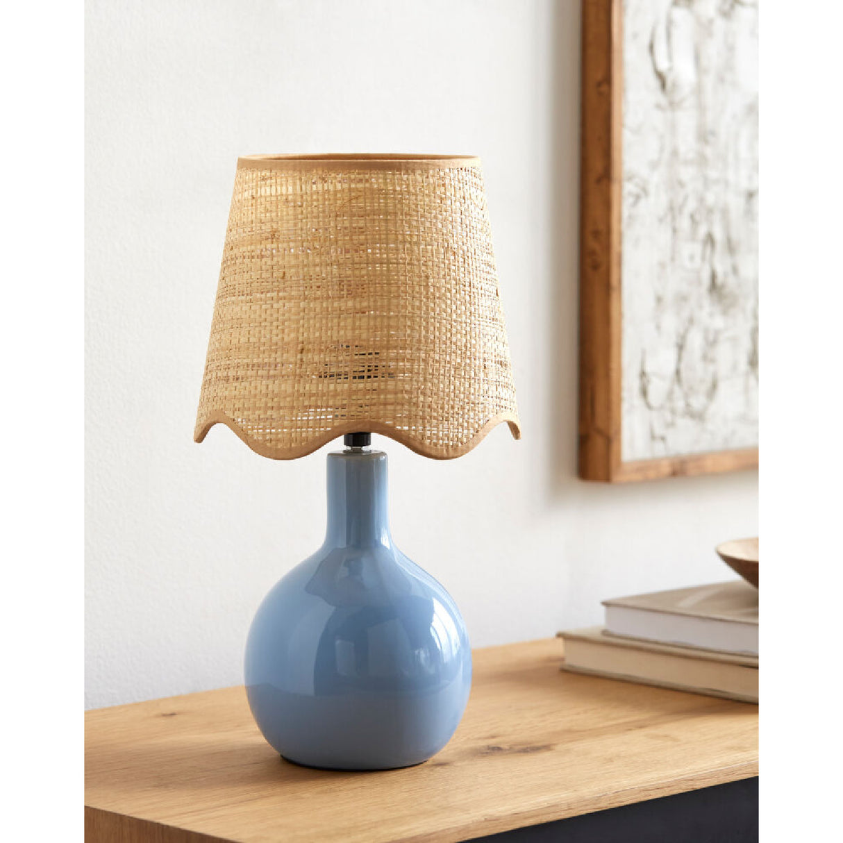 Modern European furniture - Wavy-Edge Rattan Ceramic Table Lamp - www.oroa.com | Oroa.com