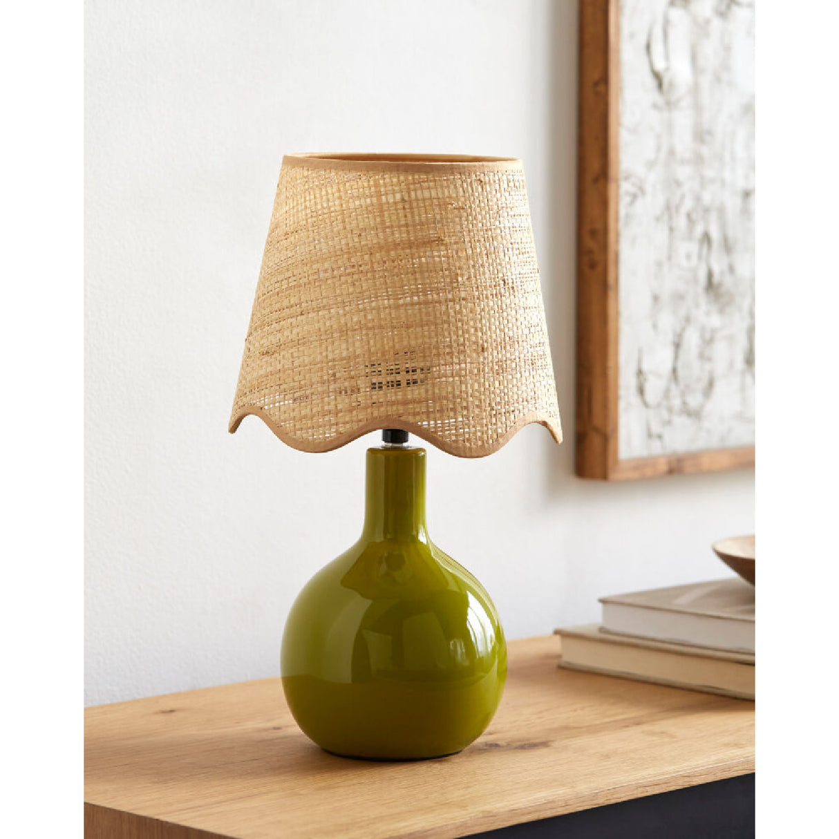 Modern European furniture - Wavy-Edge Rattan Ceramic Table Lamp - www.oroa.com | Oroa.com