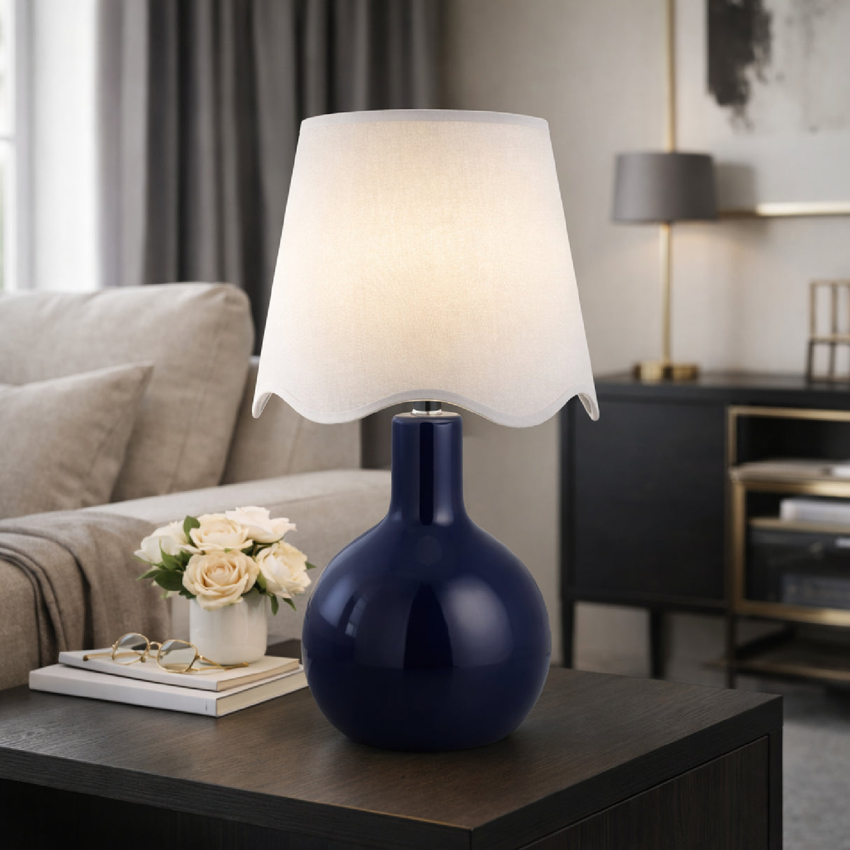 Modern European furniture - Wavy-Edge Rattan Ceramic Table Lamp - www.oroa.com | Oroa.com
