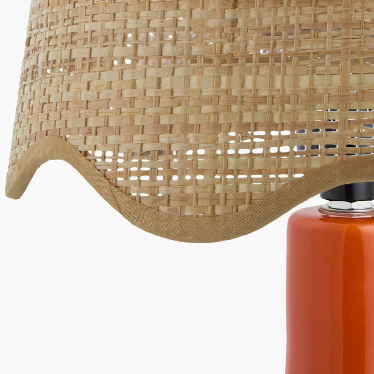 Modern European furniture - Wavy-Edge Rattan Ceramic Table Lamp - www.oroa.com | Oroa.com