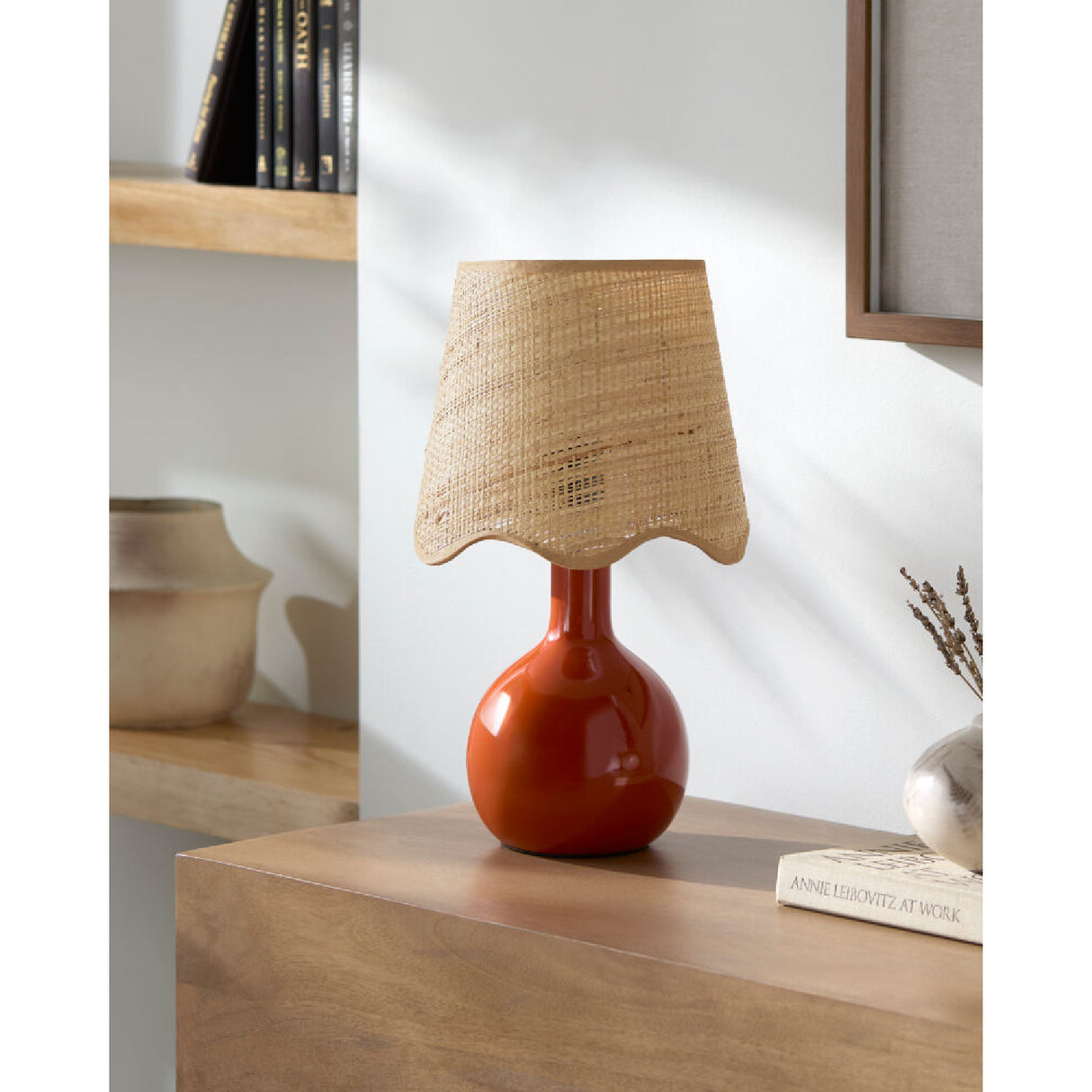 Modern European furniture - Wavy-Edge Rattan Ceramic Table Lamp - www.oroa.com | Oroa.com
