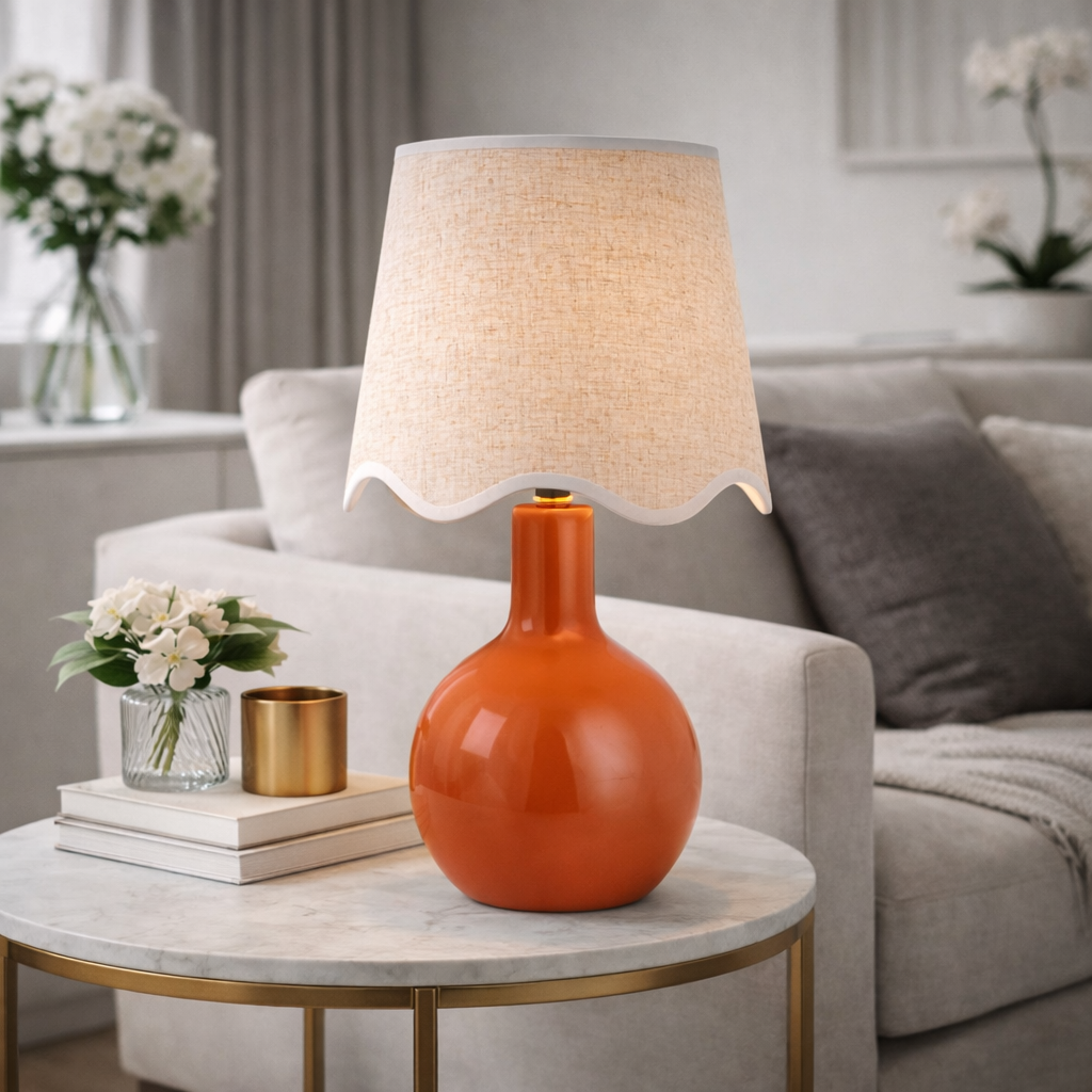 Modern European furniture - Wavy-Edge Rattan Ceramic Table Lamp - www.oroa.com | Oroa.com
