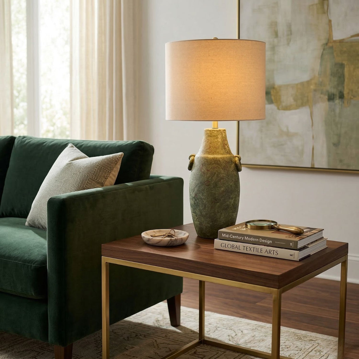 Handpainted Green Ceramic Table Lamp | Oroa.com