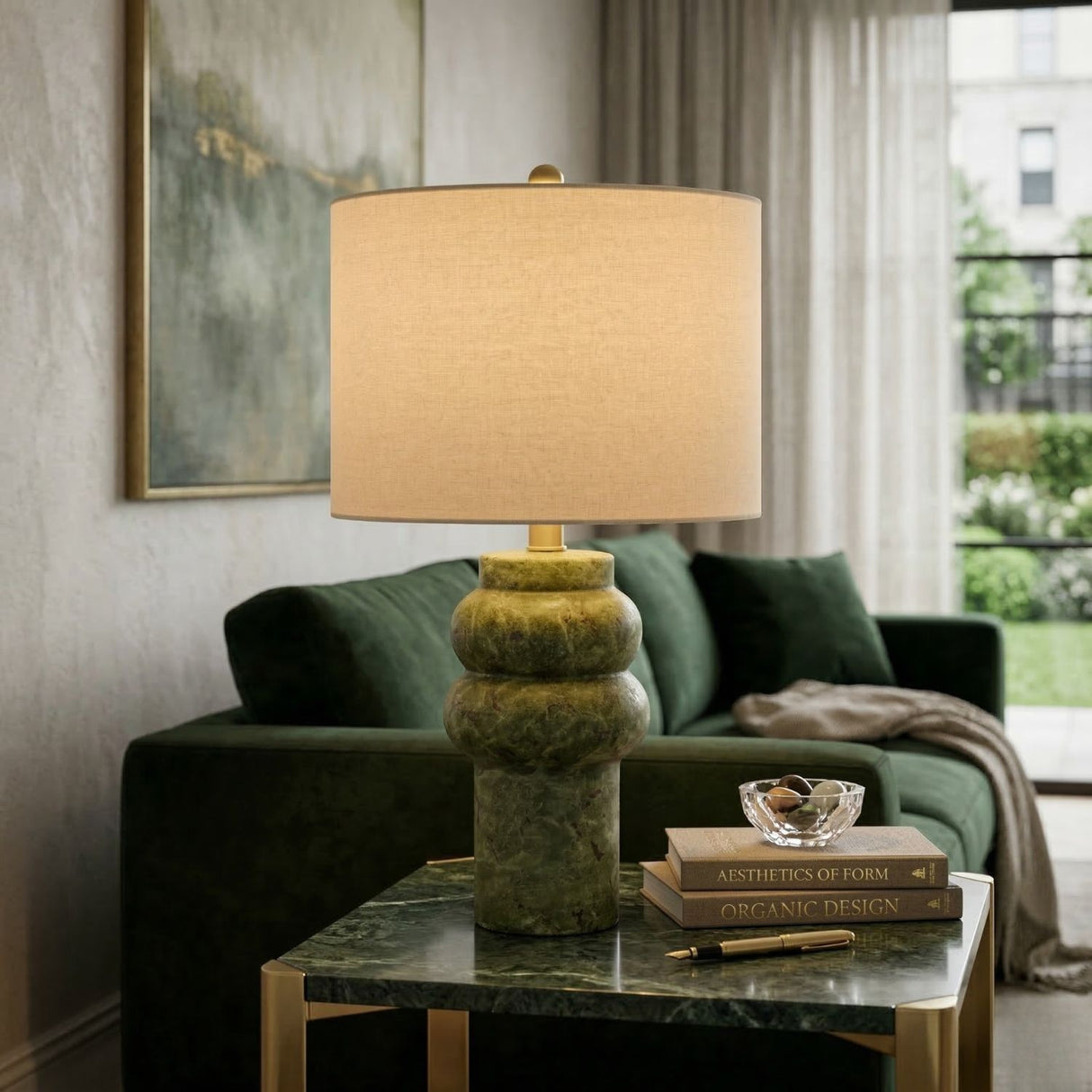 Handpainted Green Ceramic Table Lamp | Oroa.com