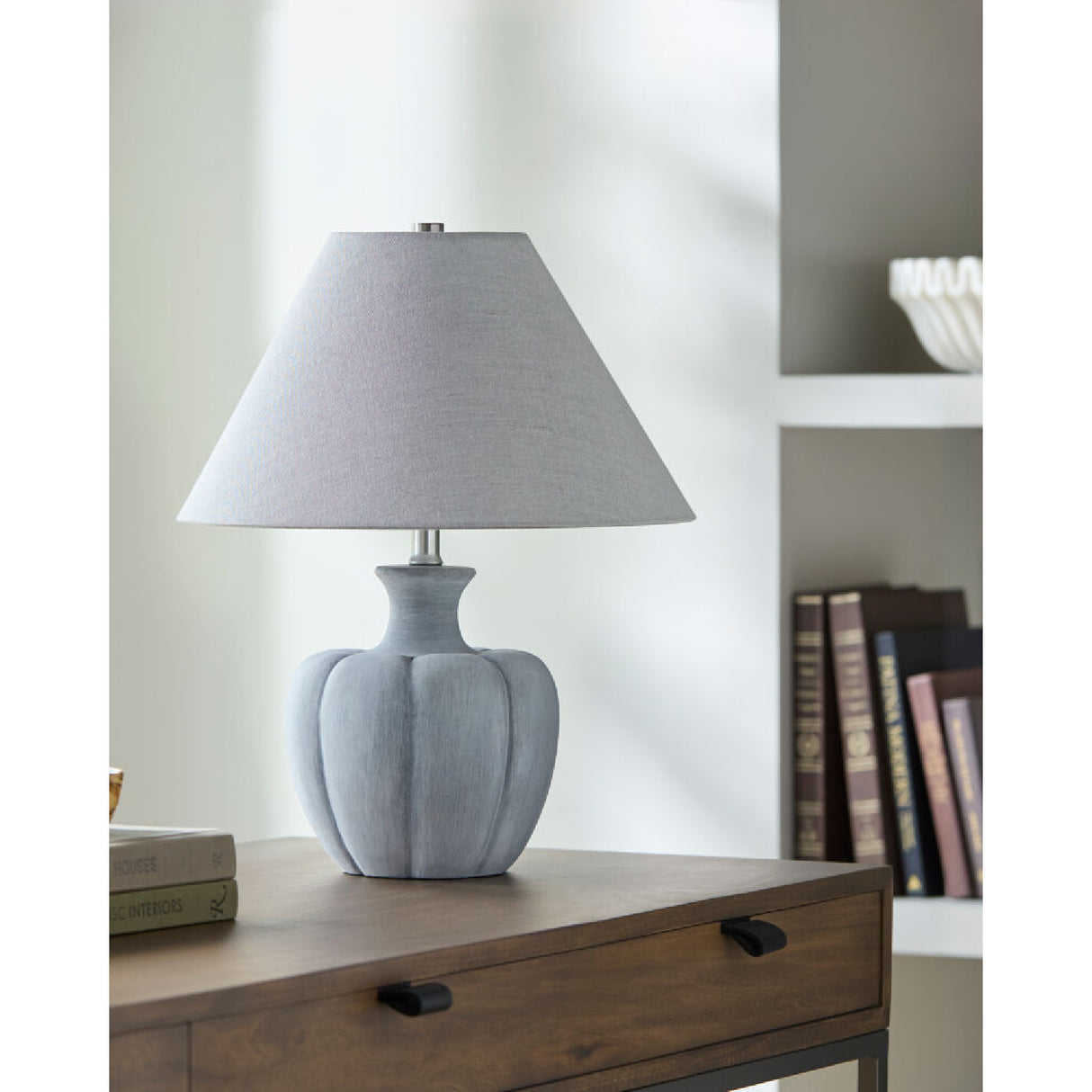 Gray Cement Linen Table Lamp | Oroa.com