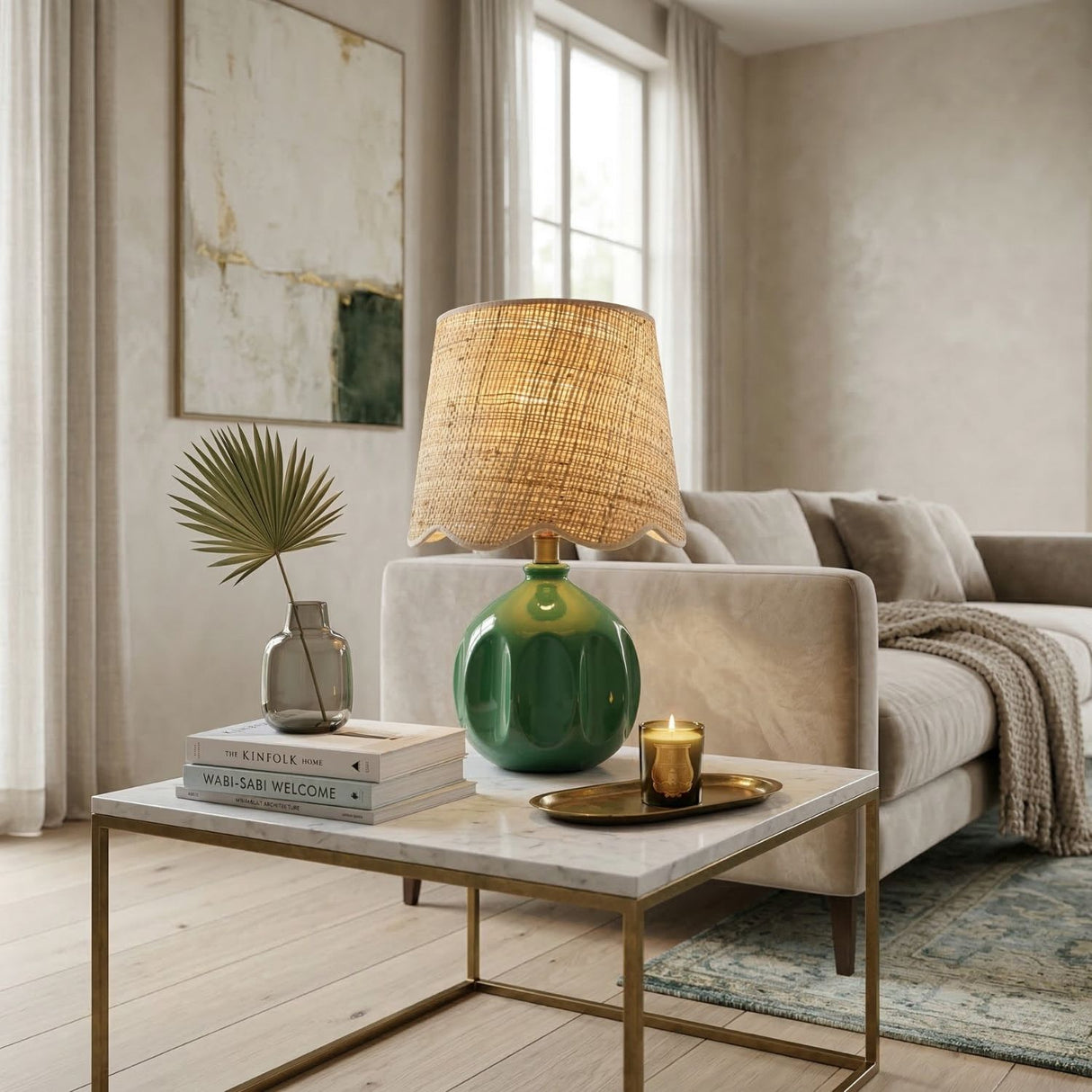 Wavy Rattan Accent Table Lamp | Oroa.com