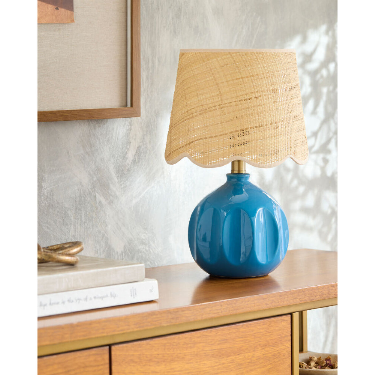 Wavy Rattan Accent Table Lamp | Oroa.com