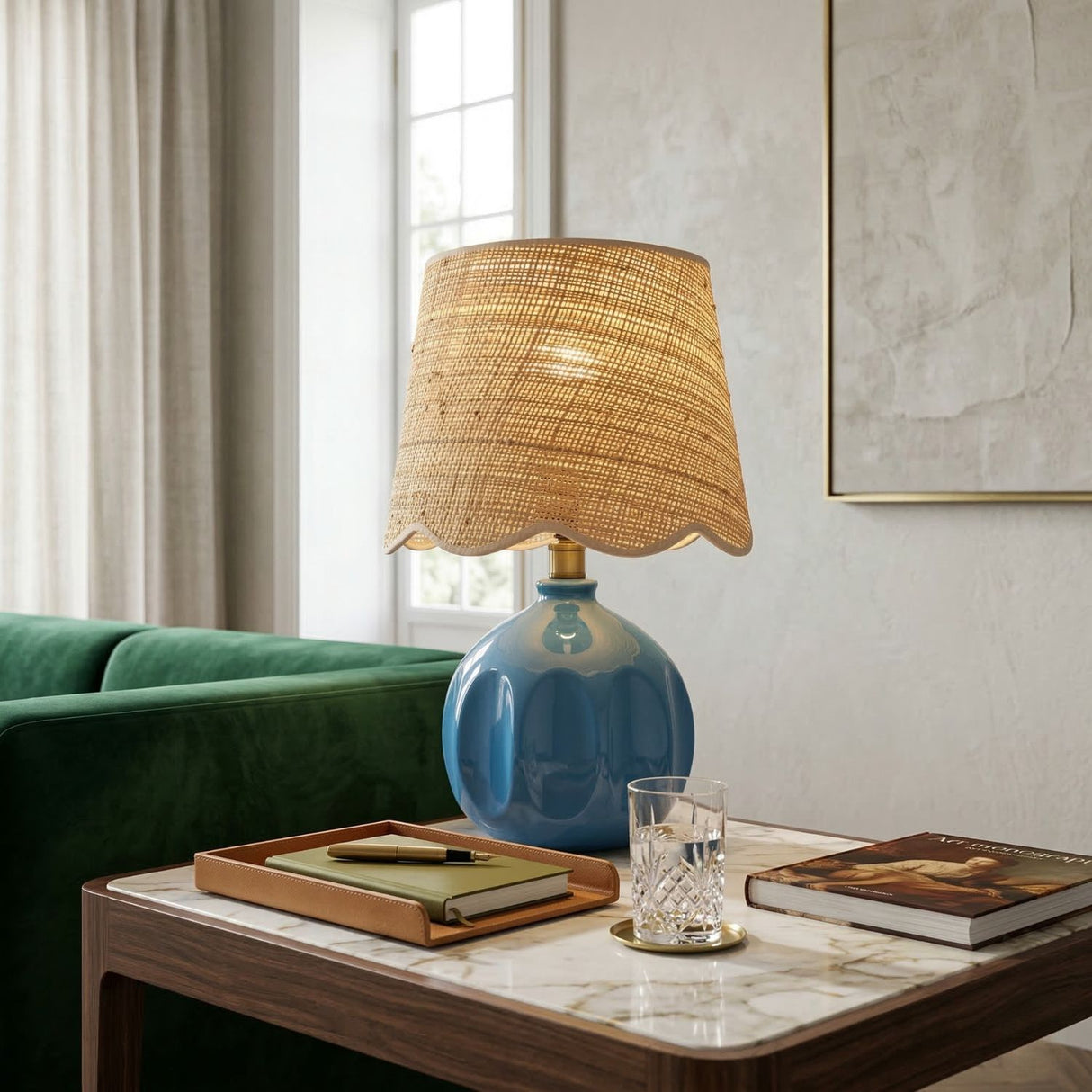 Wavy Rattan Accent Table Lamp | Oroa.com