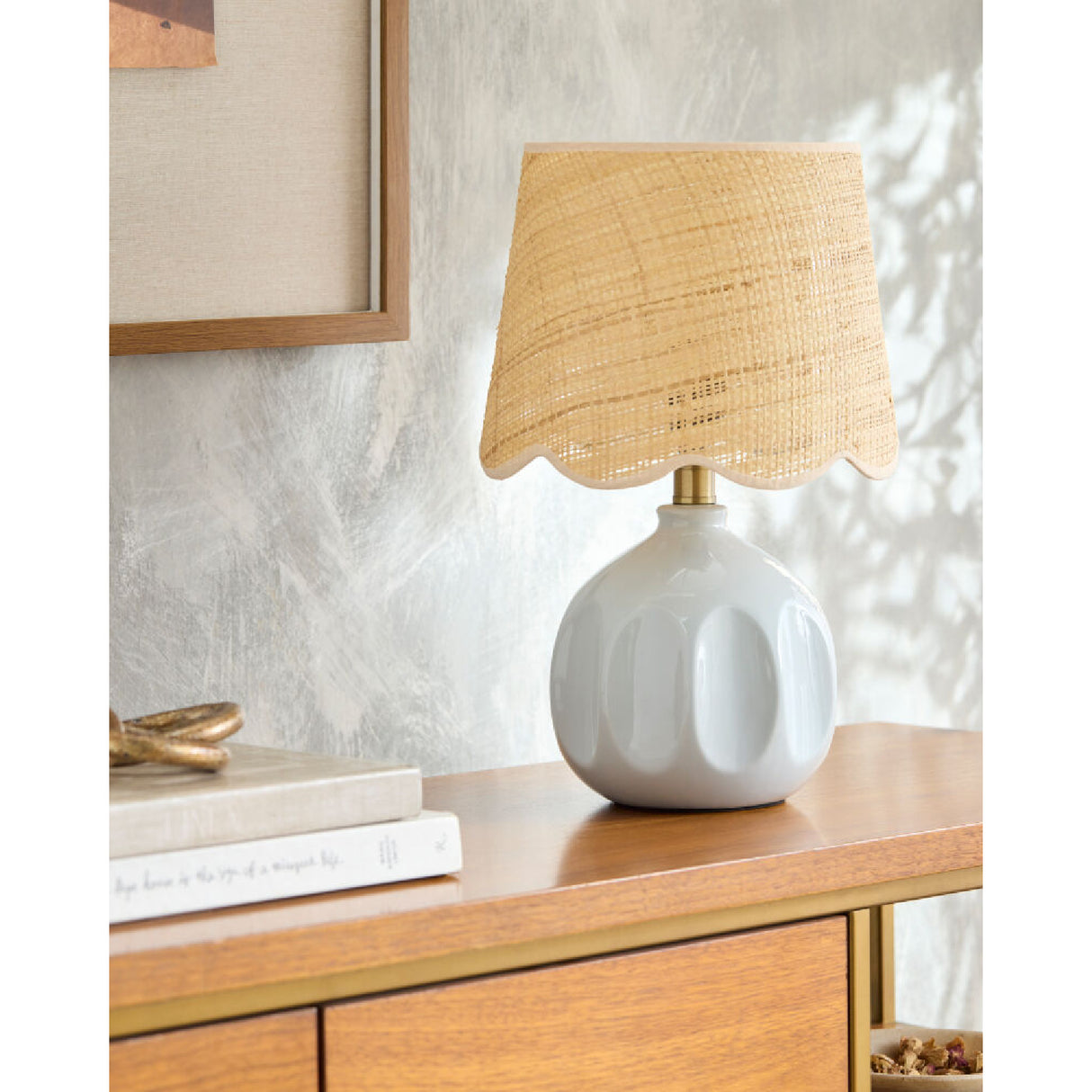 Wavy Rattan Accent Table Lamp | Oroa.com