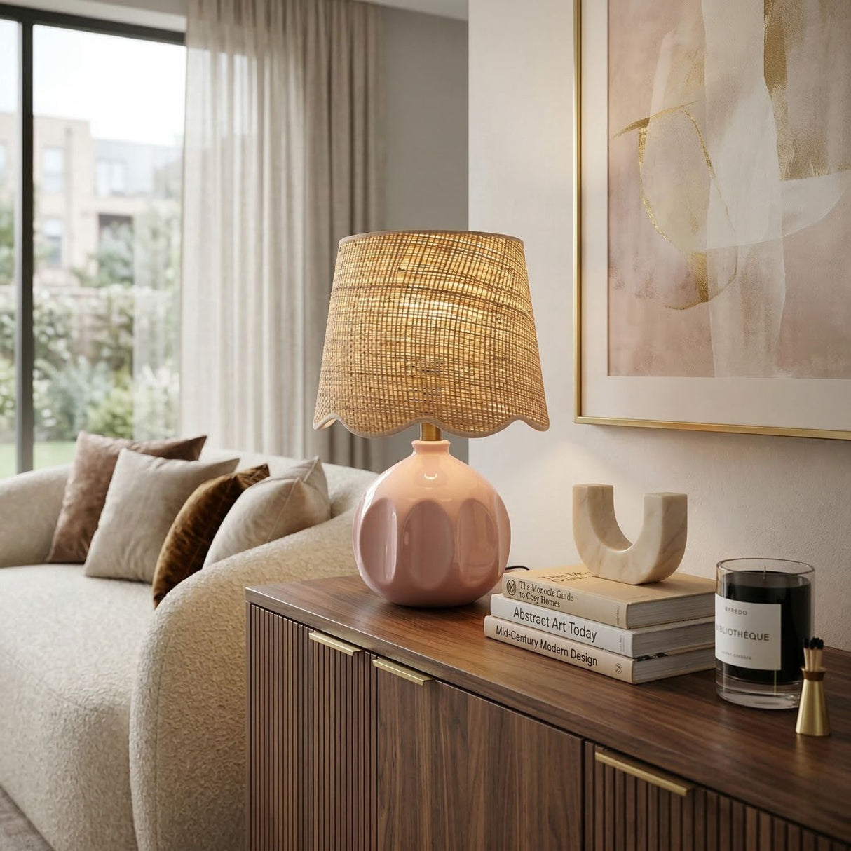 Wavy Rattan Accent Table Lamp | Oroa.com