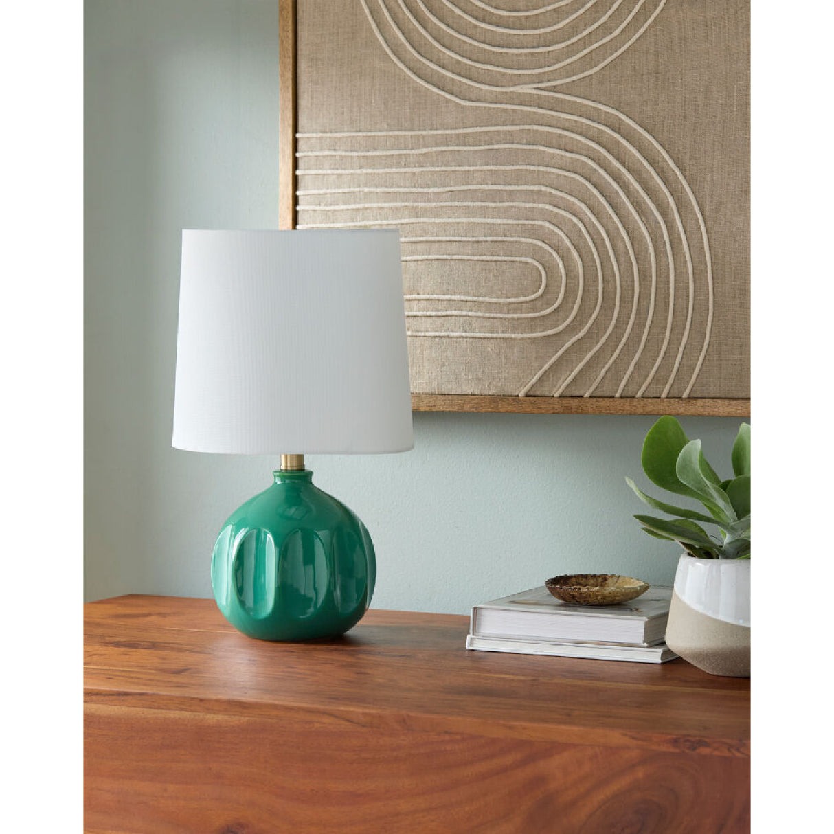 Linen Carved Ceramic Table Lamp | Oroa.com