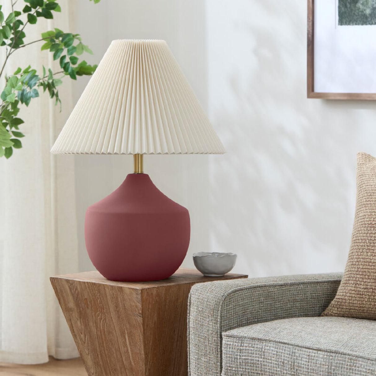 Modern European furniture - Ceramic Beige Linen Table Lamp - www.oroa.com | Oroa.com