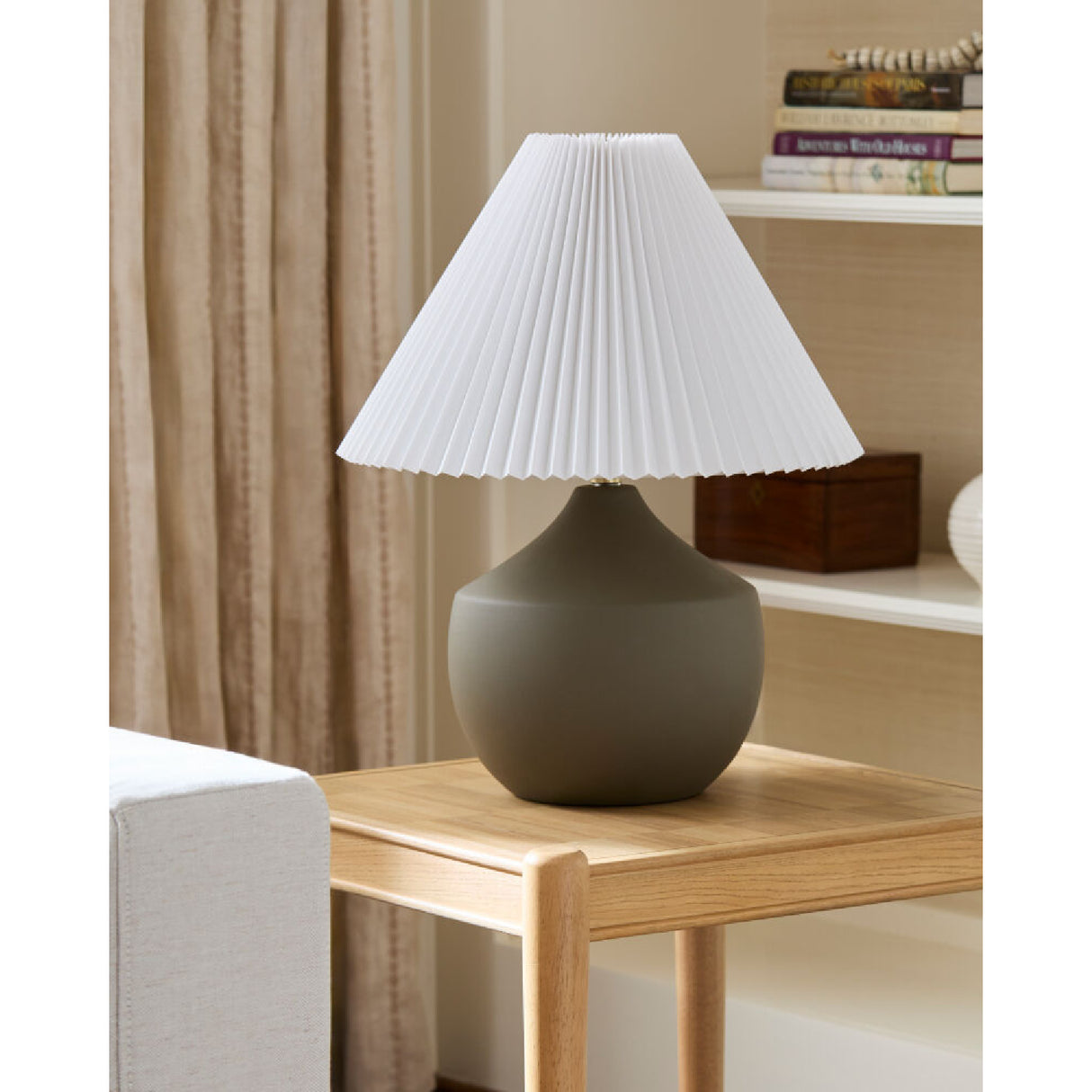 Modern European furniture - Ceramic Beige Linen Table Lamp - www.oroa.com | Oroa.com