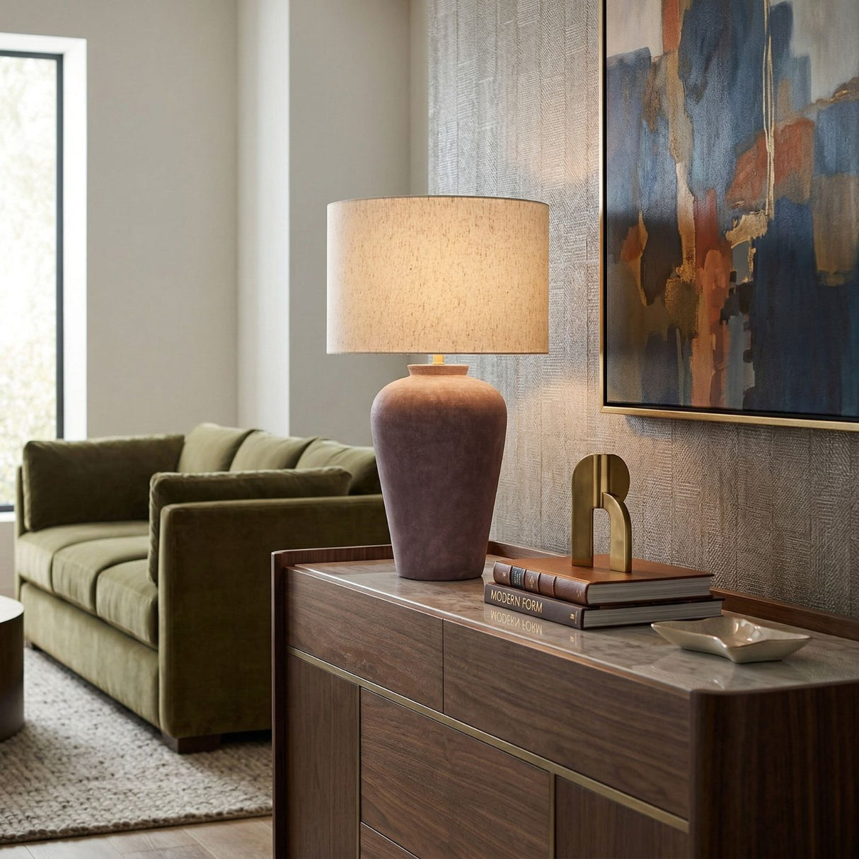 Modern European furniture - Painted Cement Linen Table Lamp - www.oroa.com | Oroa.com