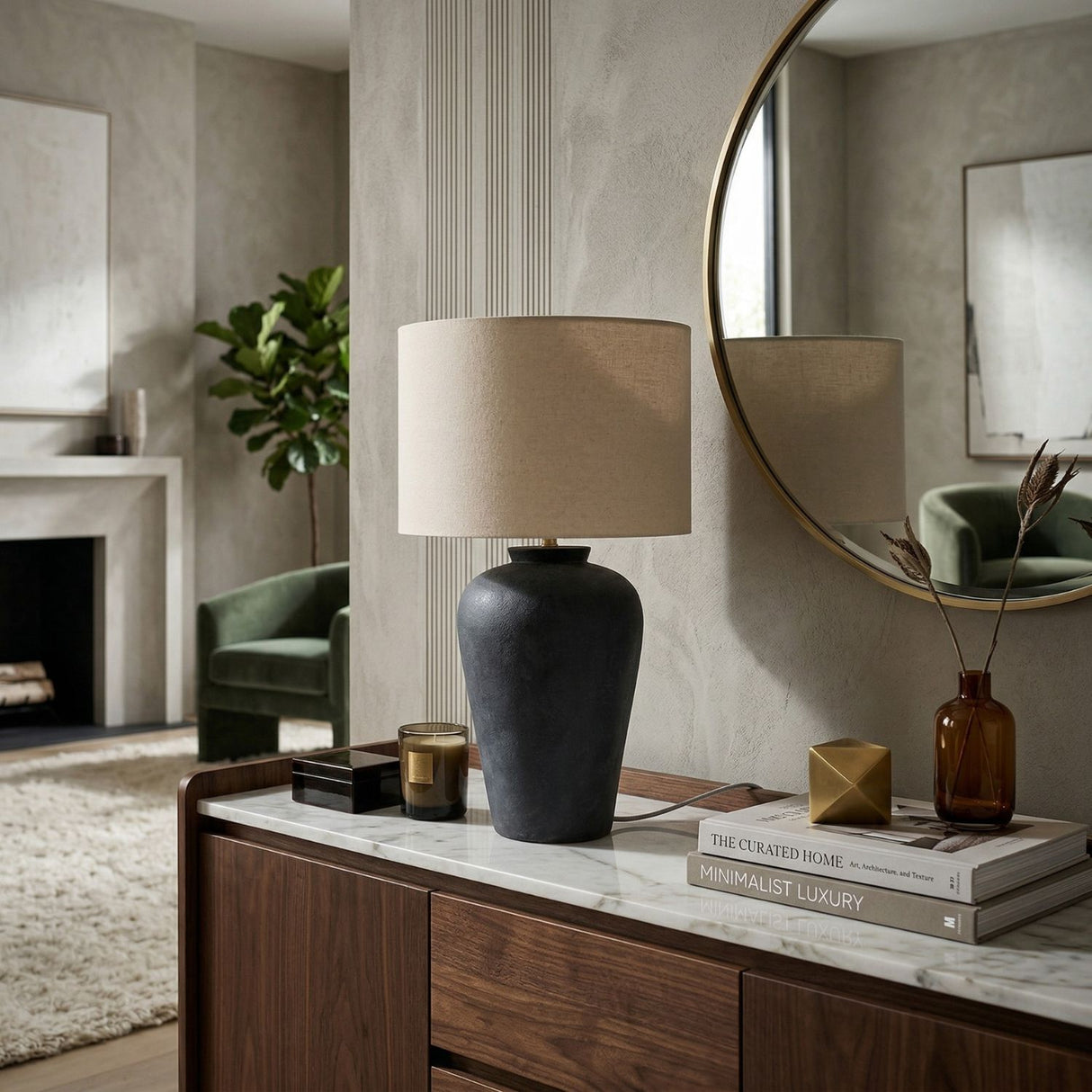 Modern European furniture - Painted Cement Linen Table Lamp - www.oroa.com | Oroa.com