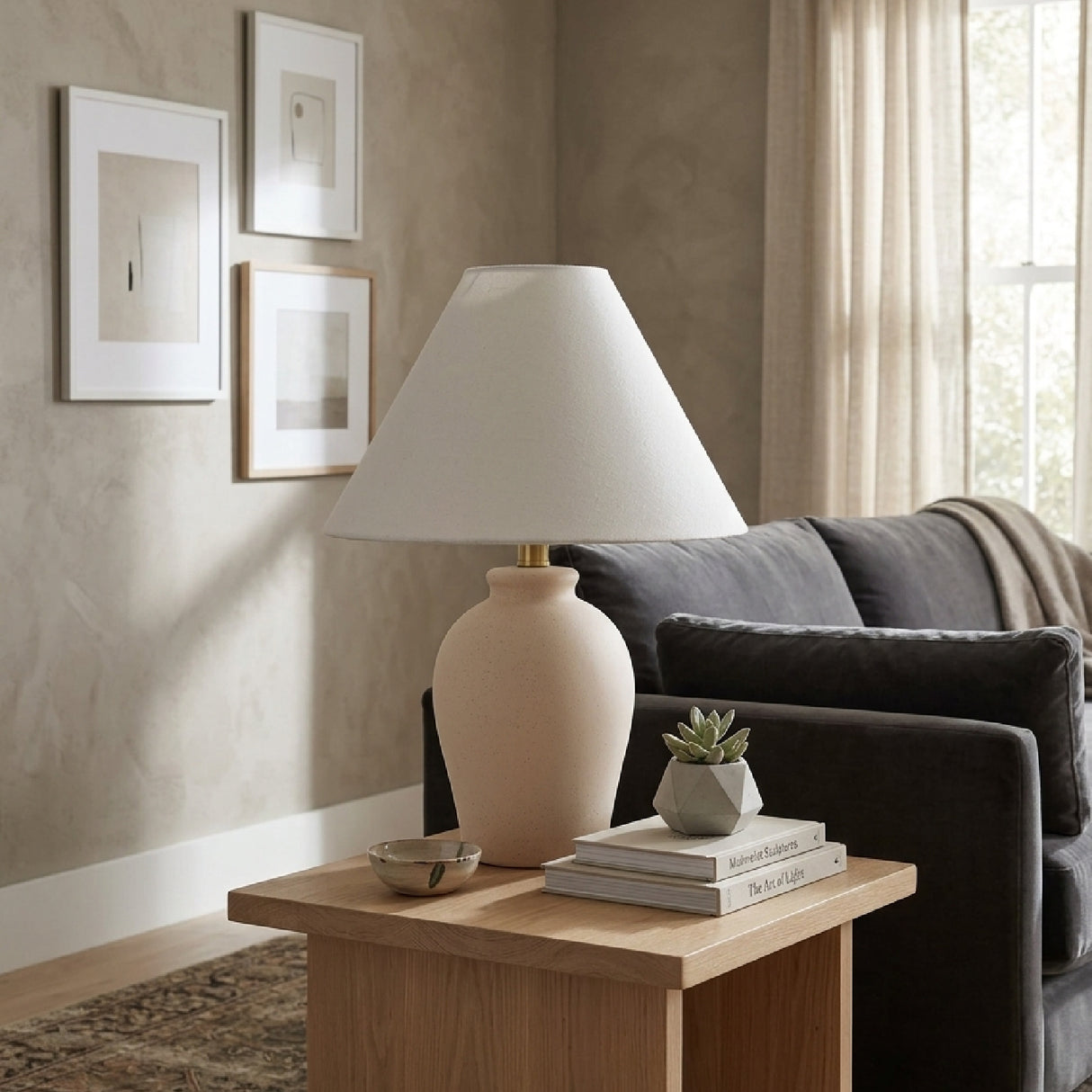Modern European furniture - White Linen Empire Table Lamp - www.oroa.com | Oroa.com