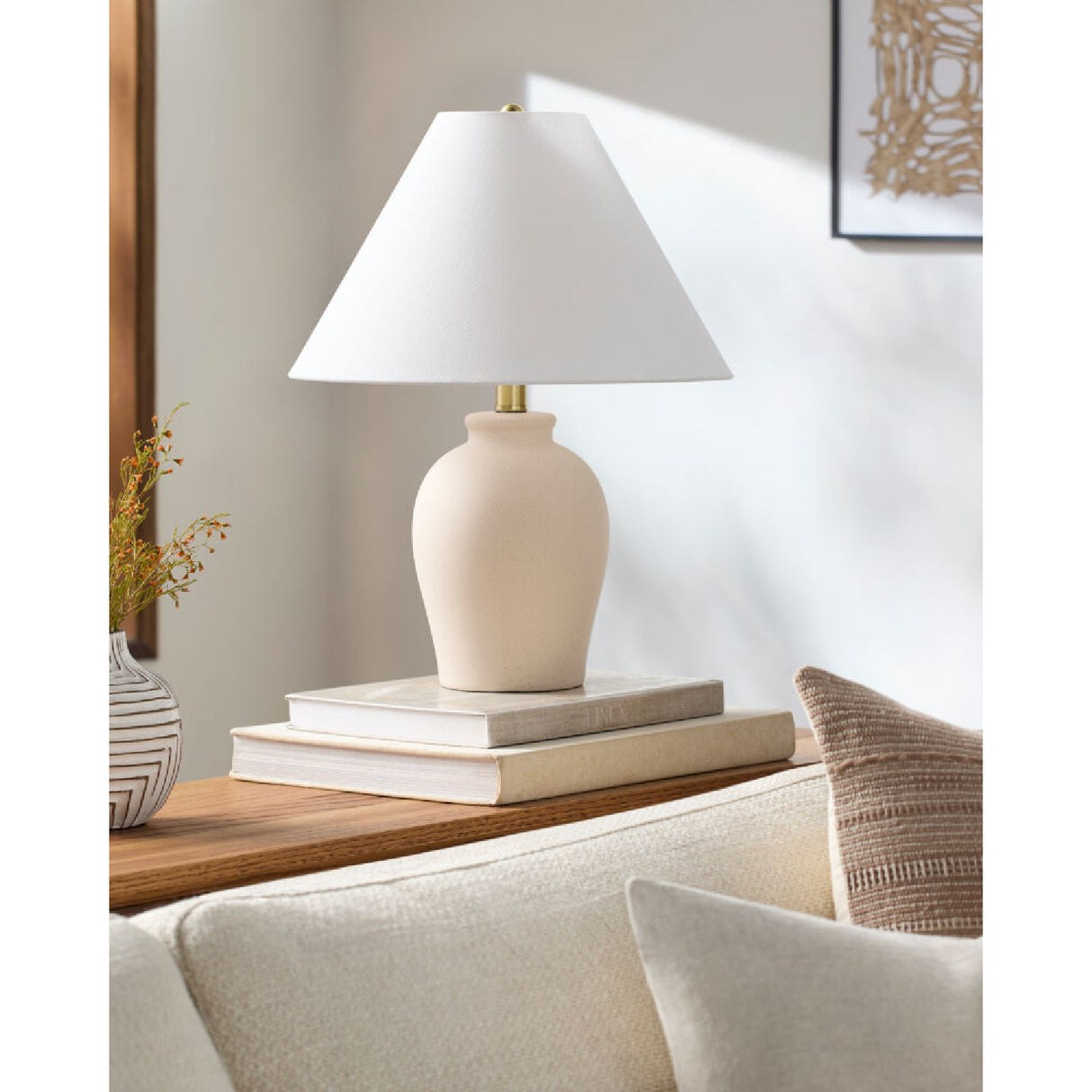 Modern European furniture - White Linen Empire Table Lamp - www.oroa.com | Oroa.com