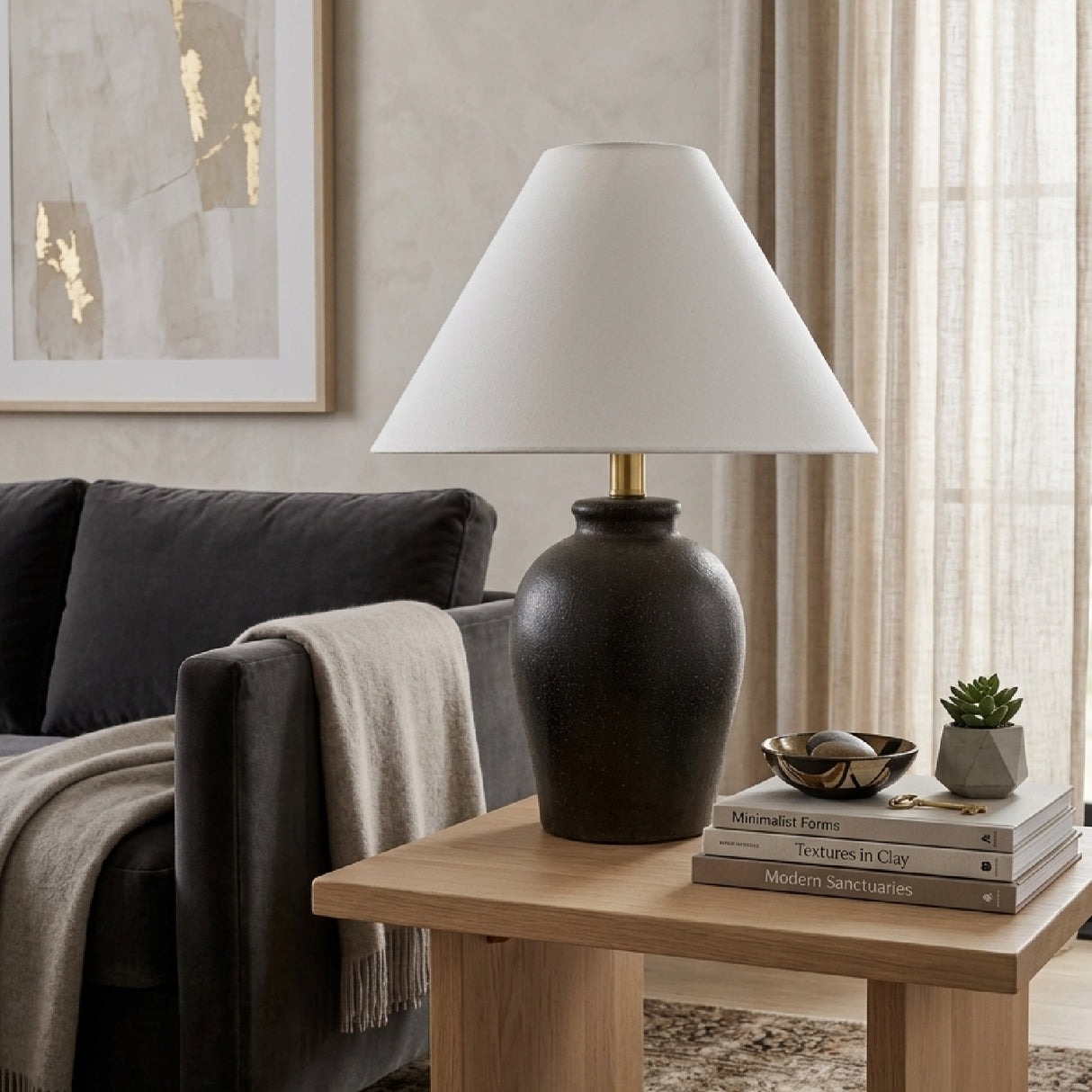 Modern European furniture - White Linen Empire Table Lamp - www.oroa.com | Oroa.com