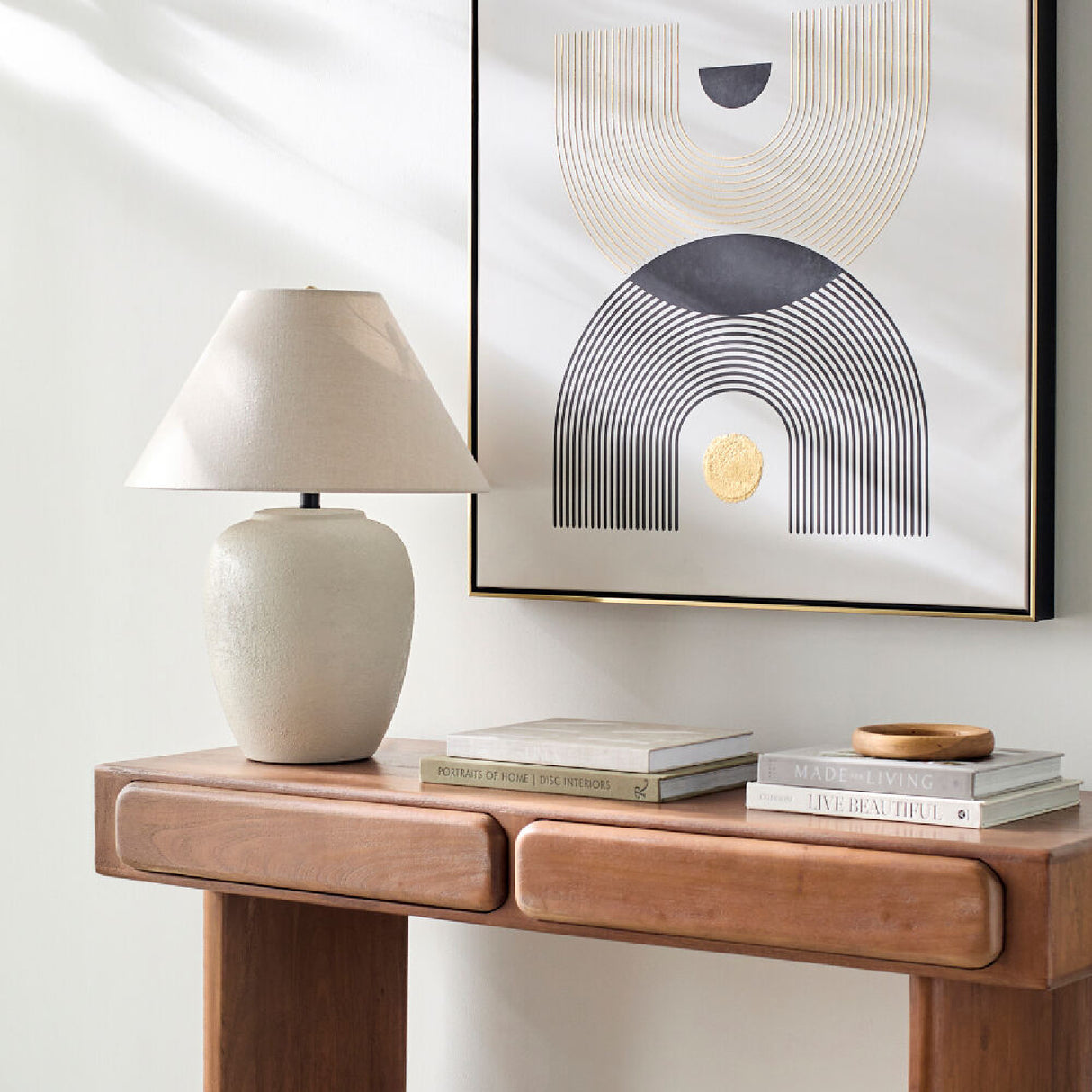 Modern European furniture - Ceramic Beige Linen Table Lamp - www.oroa.com | Oroa.com