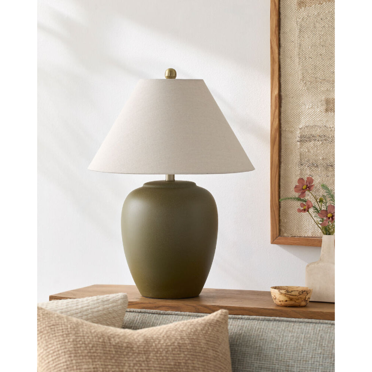 Modern European furniture - Ceramic Beige Linen Table Lamp - www.oroa.com | Oroa.com