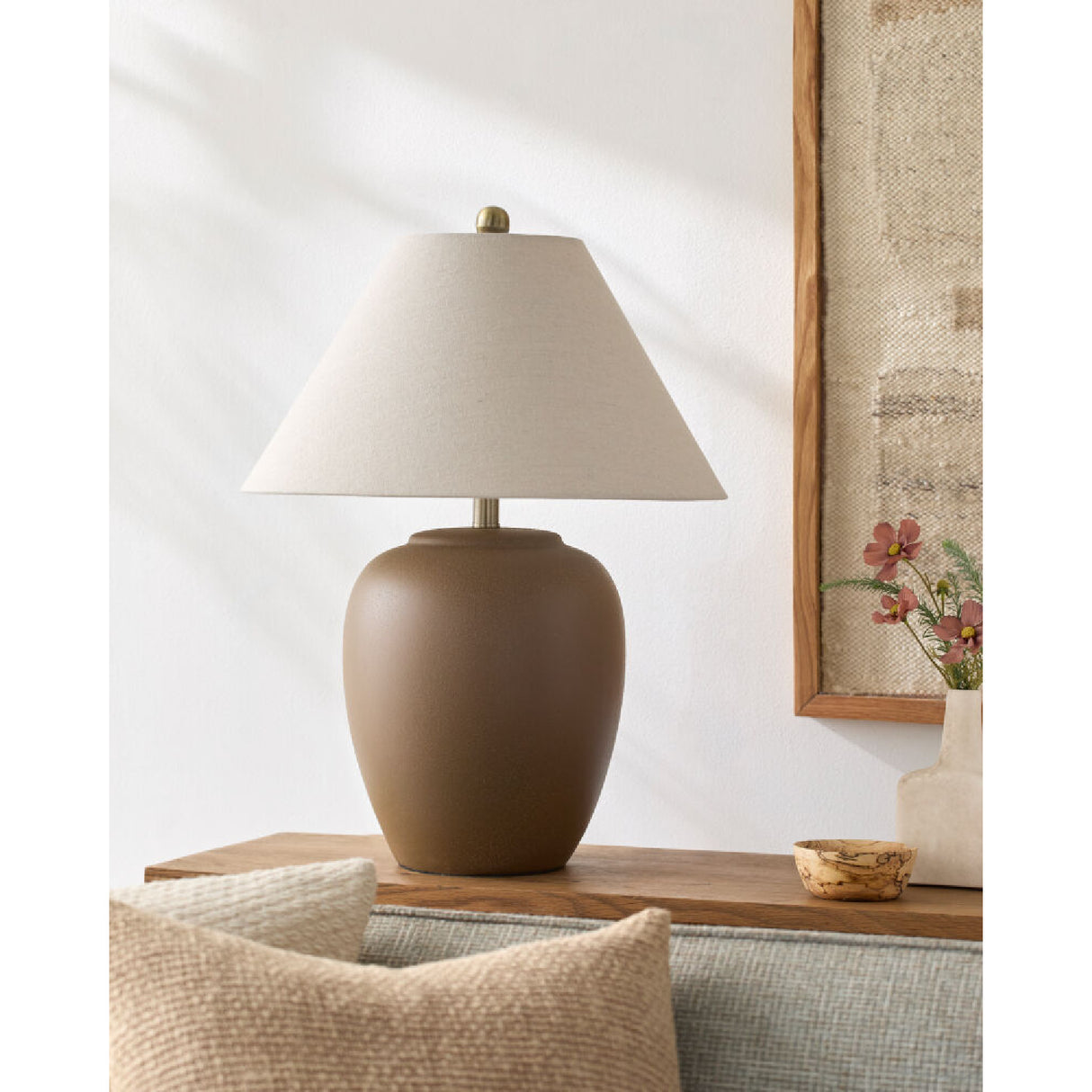 Ceramic Beige Linen Table Lamp | Oroa.com