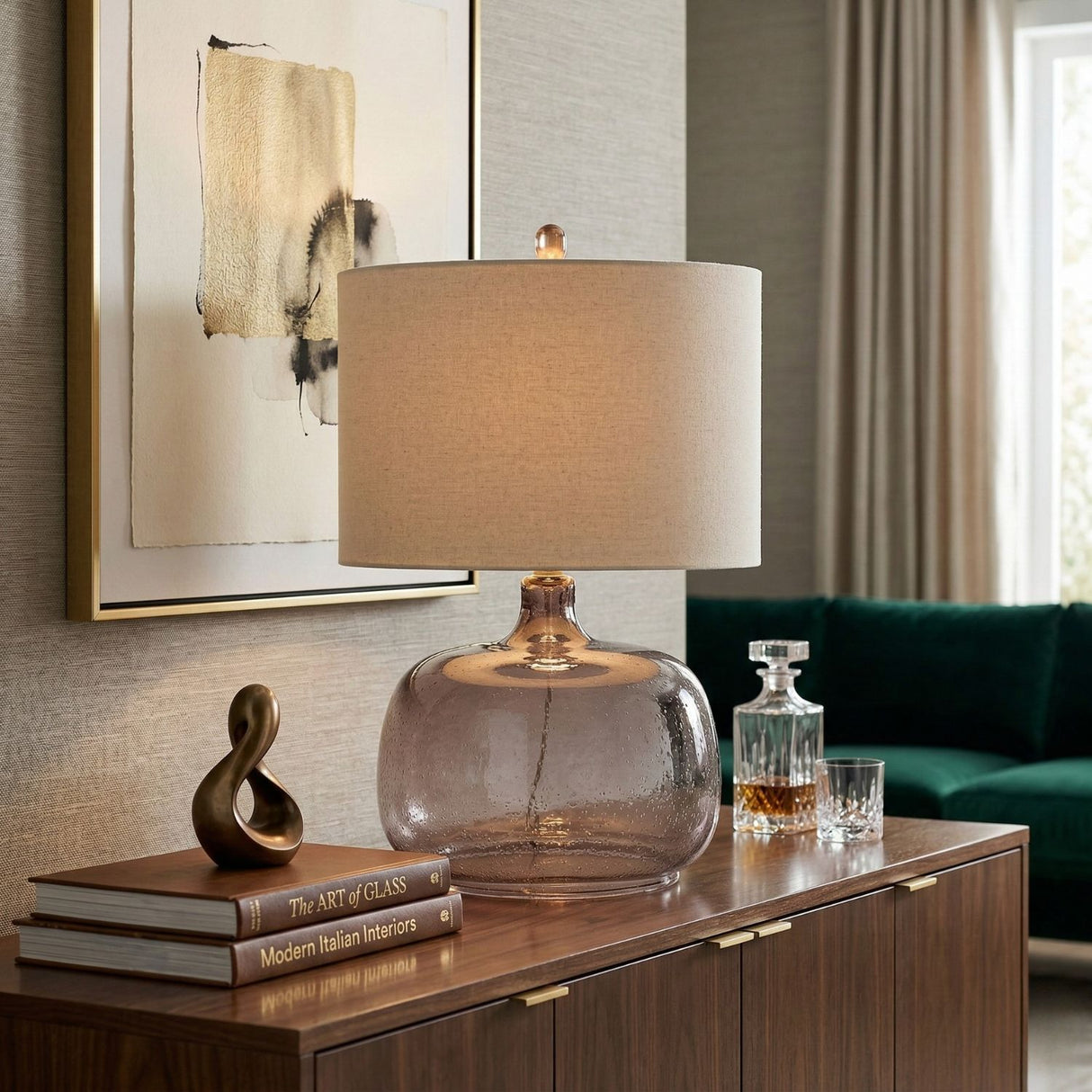 Modern European furniture - Gray Clear Glass Table Lamp - www.oroa.com | Oroa.com