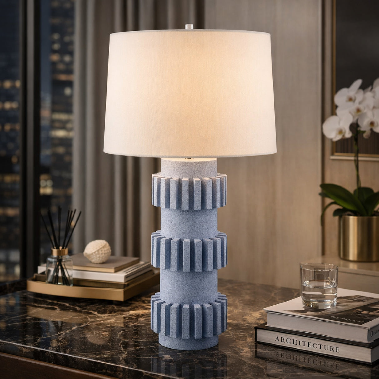 Modern Carved Accent Table Lamp | Oroa.com