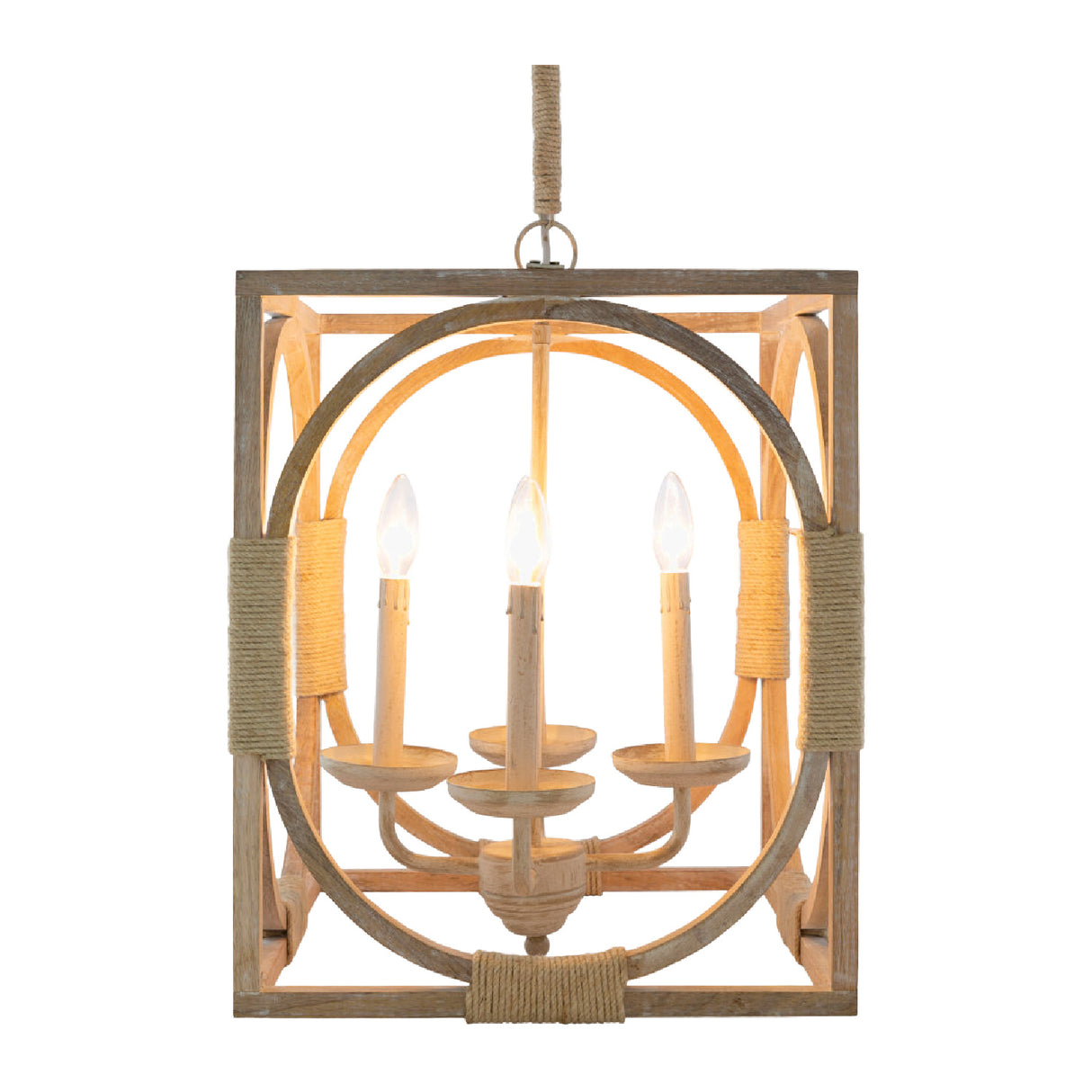 Modern European furniture - Whitewashed Wooden 4-Light Chandelier - www.oroa.com | Oroa.com