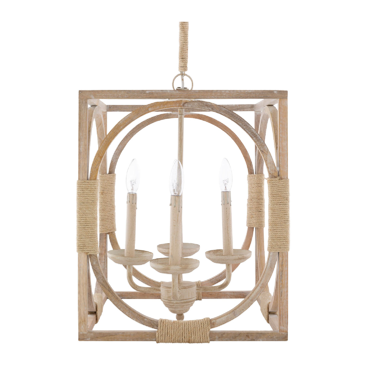 Modern European furniture - Whitewashed Wooden 4-Light Chandelier - www.oroa.com | Oroa.com