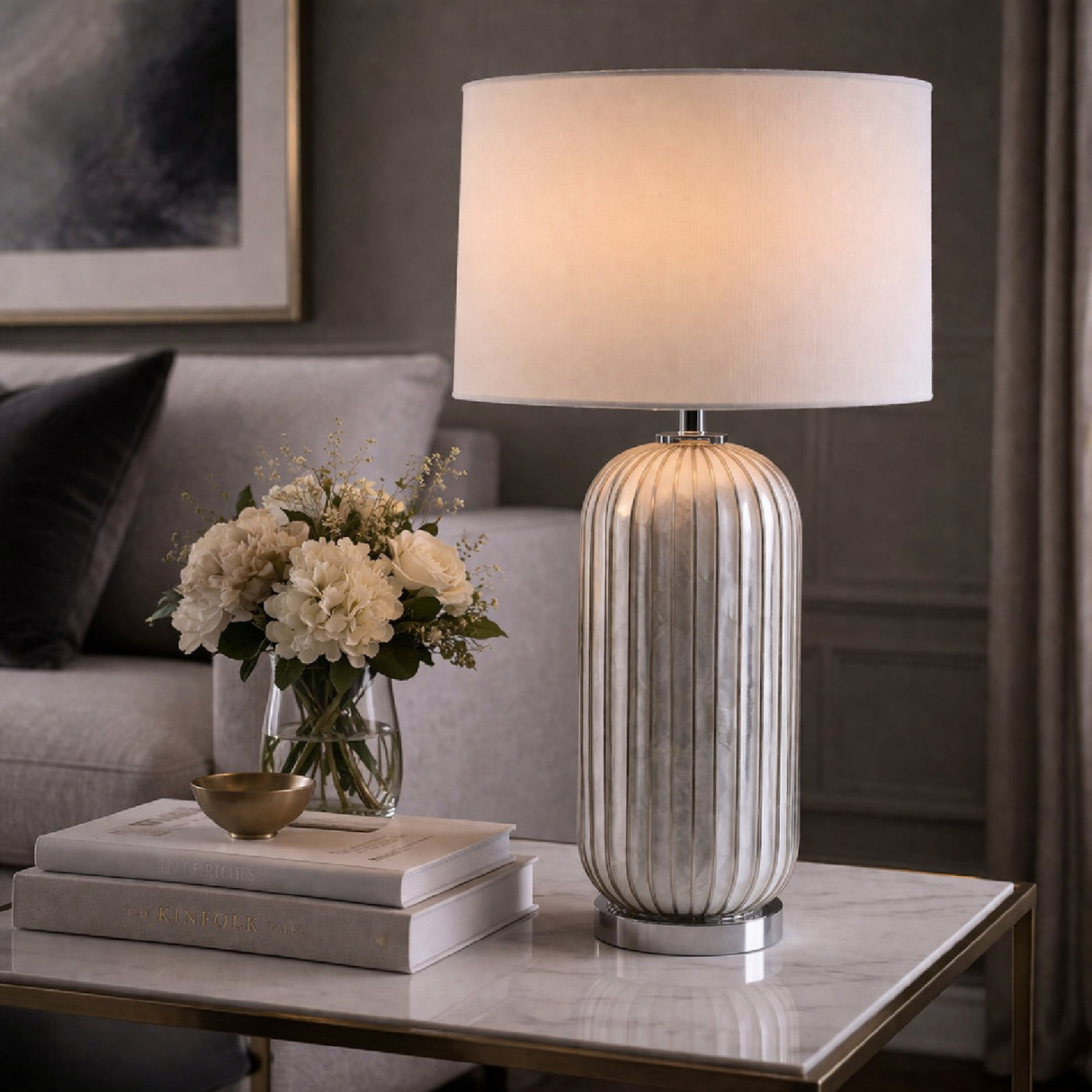 Modern European furniture - White Shell Accent Table Lamp - www.oroa.com | Oroa.com