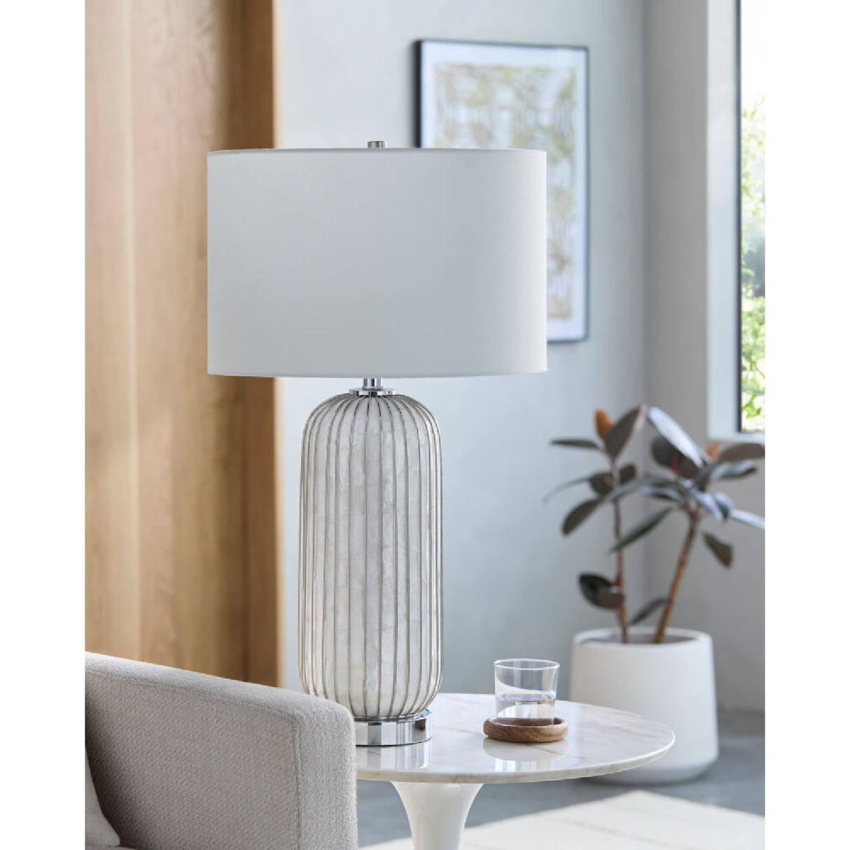Modern European furniture - White Shell Accent Table Lamp - www.oroa.com | Oroa.com
