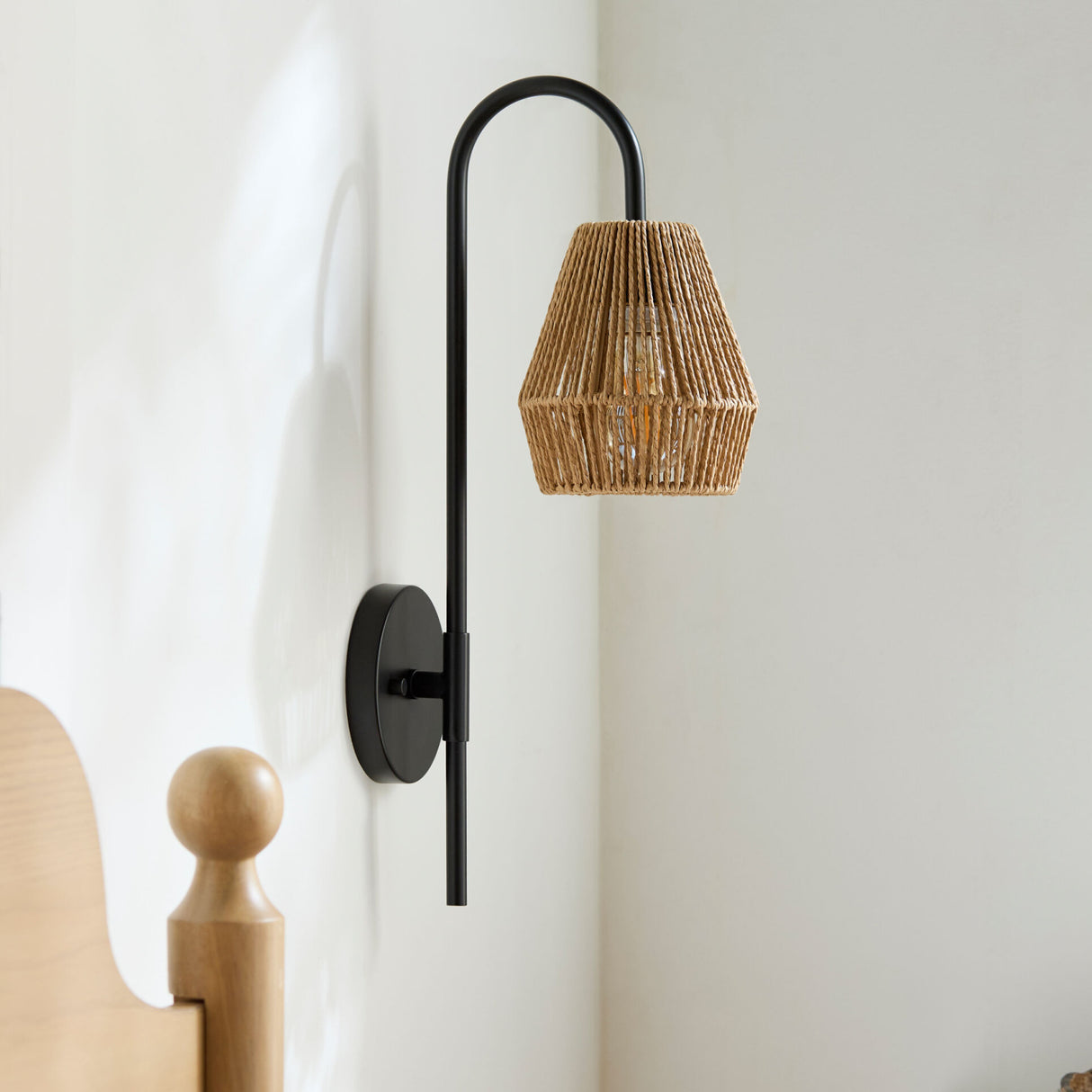 Modern European furniture - Curved Metal Rattan Wall Lamp - www.oroa.com | Oroa.com